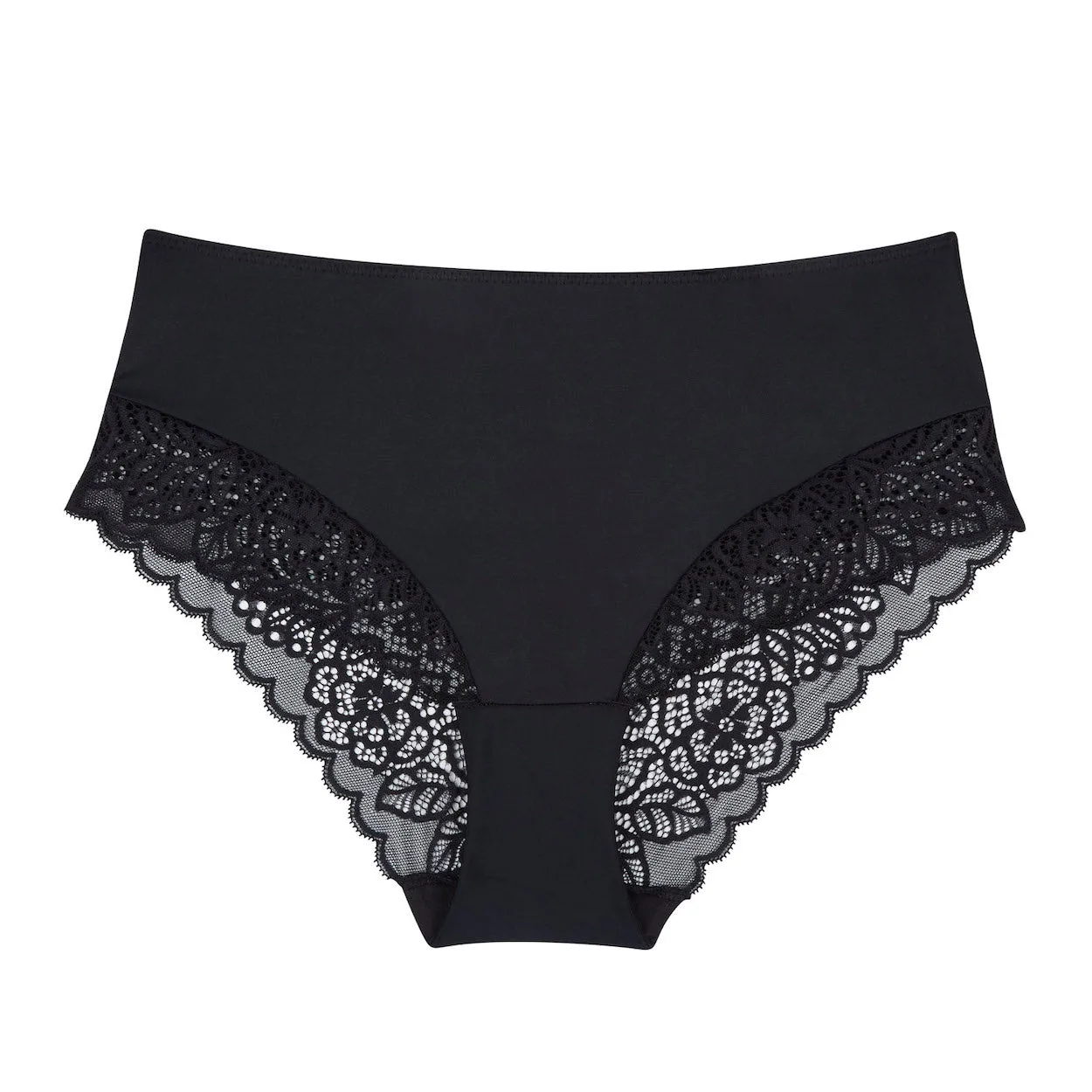 Lily Spitzen-Midi-Slip – Schwarz