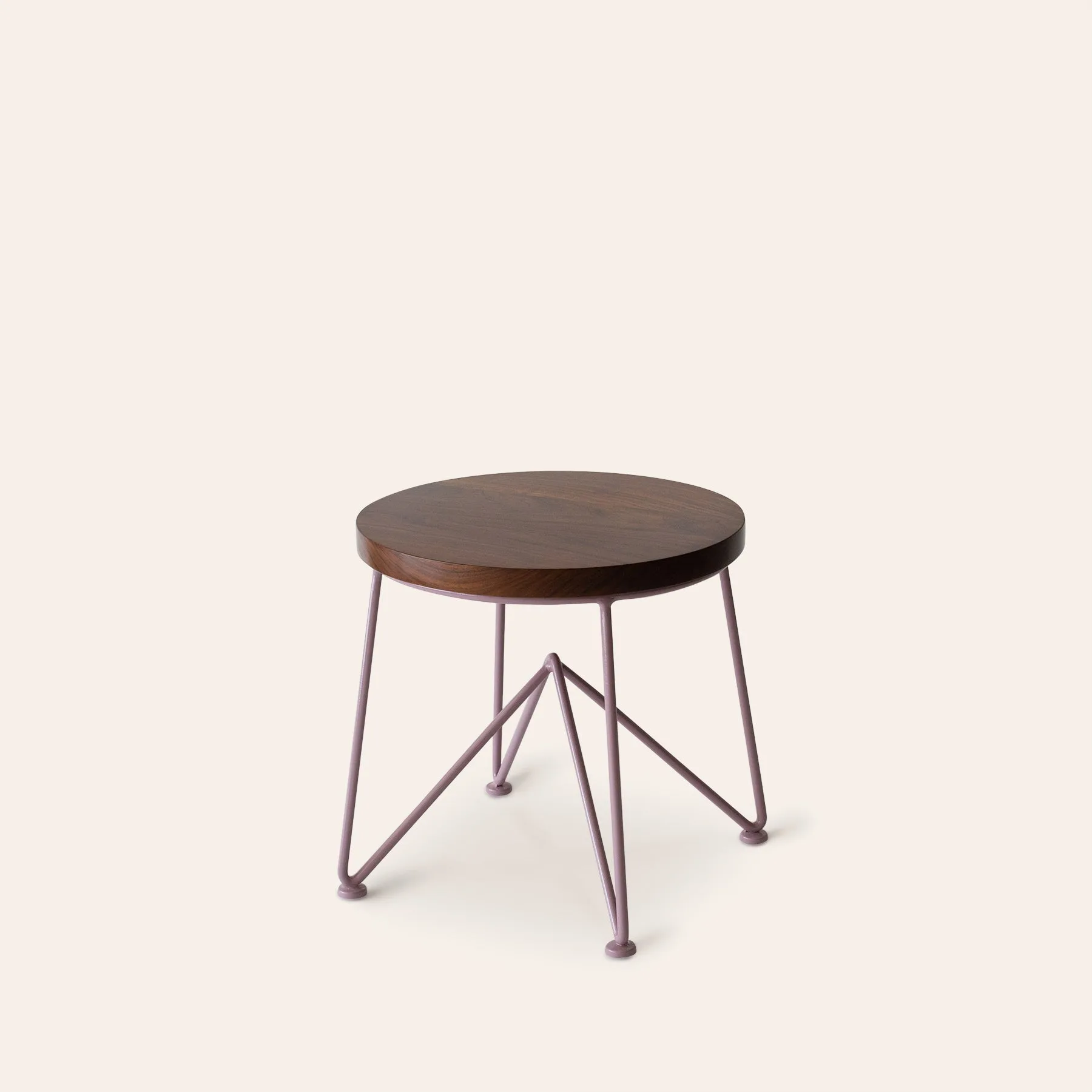 Walnut Stool with Mauve Base