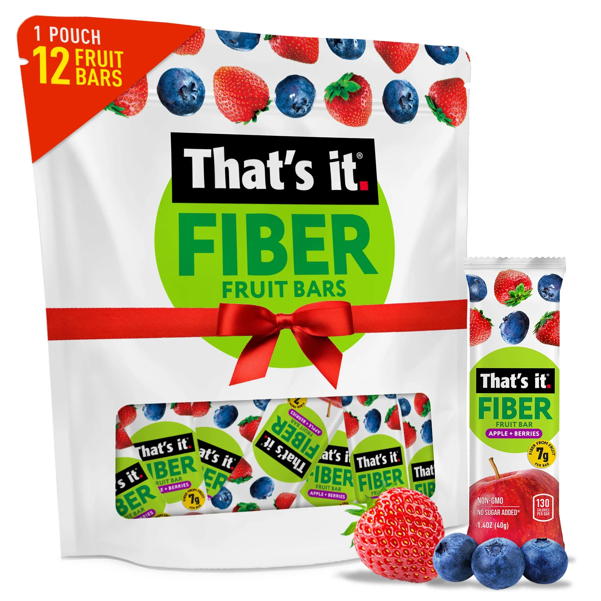 Apple + Berries Fiber Fruit Bars (12 Bars)