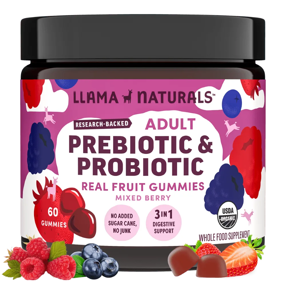 Gummies prébiotiques et probiotiques pour adultes, fruits rouges (60 unités)