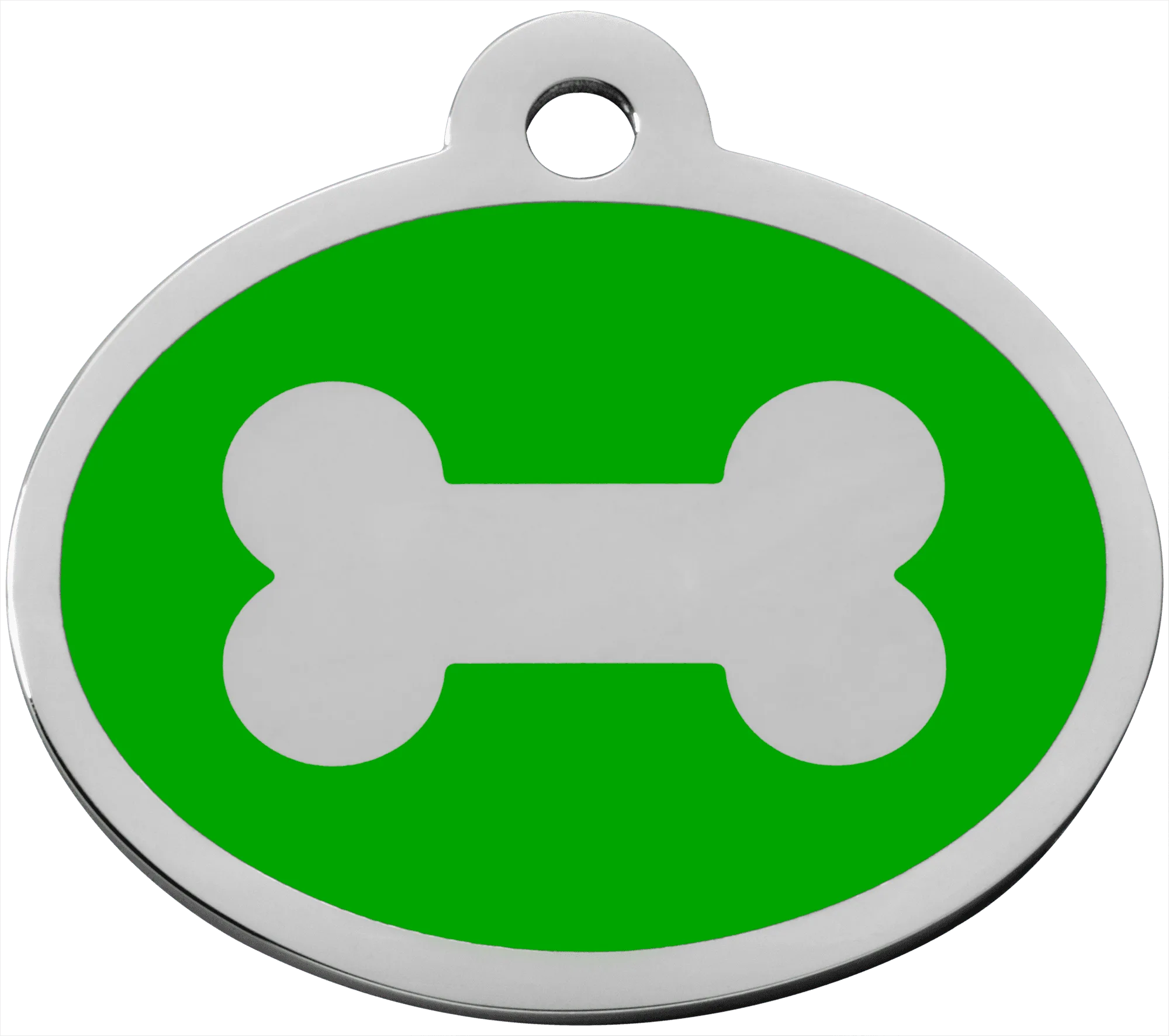 Green Oval Bone Pet Tag