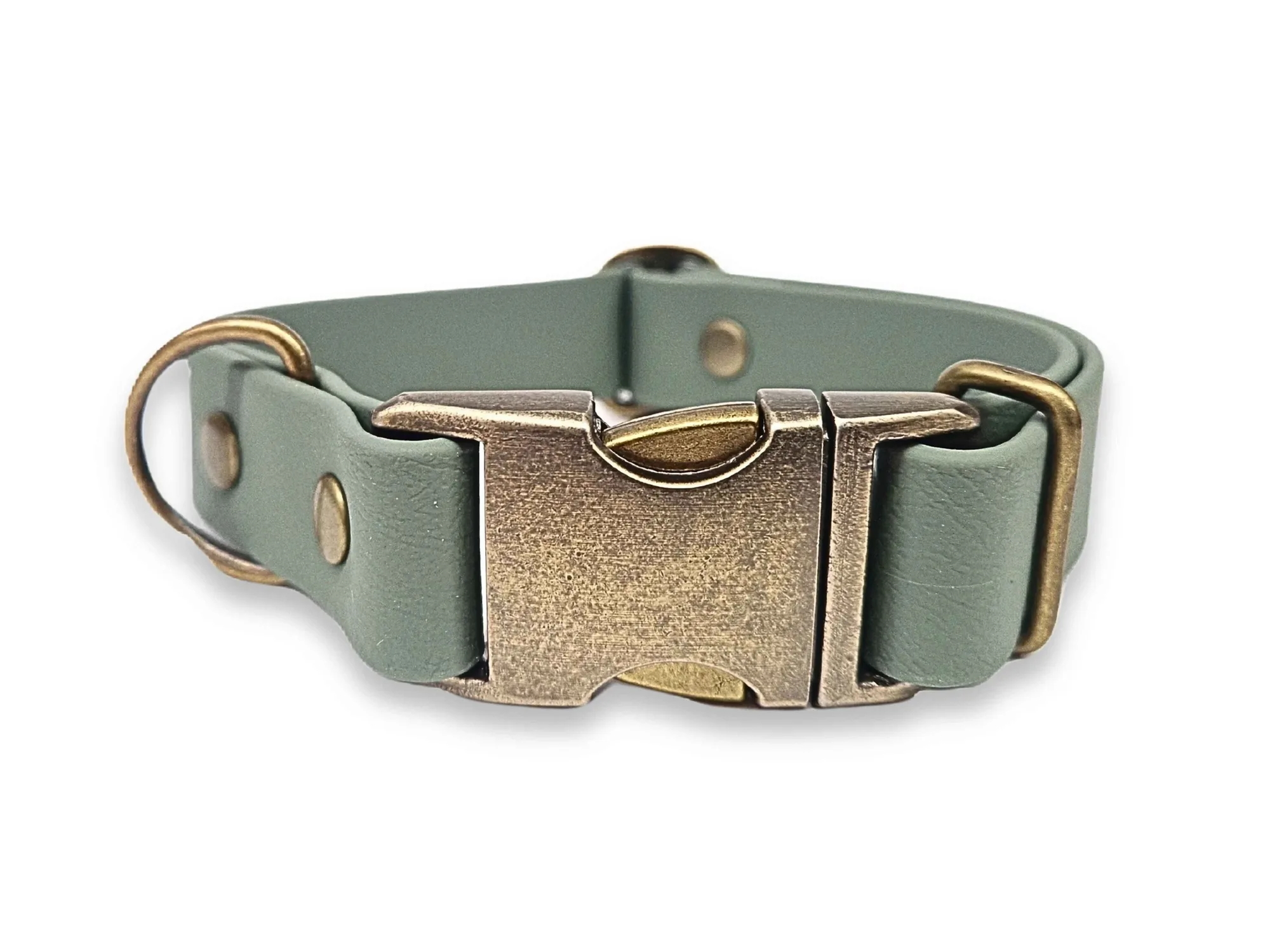 Collar para perro verde campestre impermeable Biothane con cierre metálico