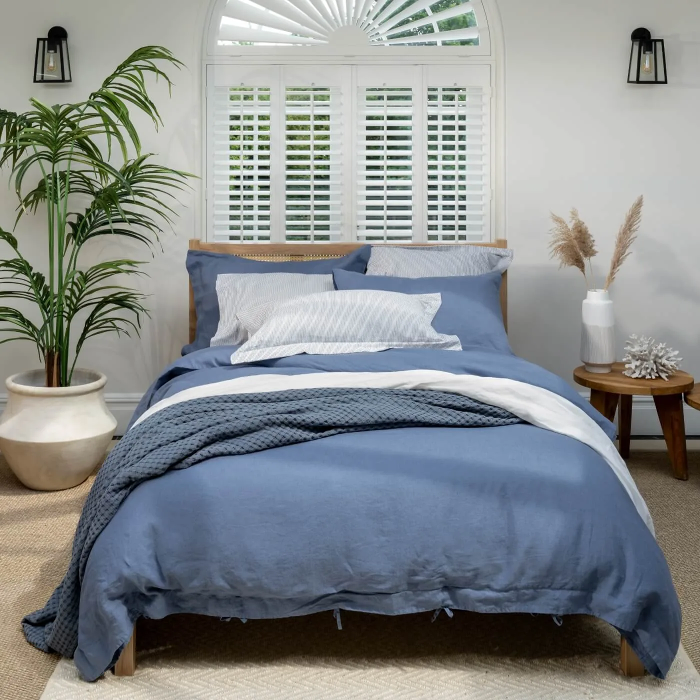 Denim Blue French Linen Bed Sets