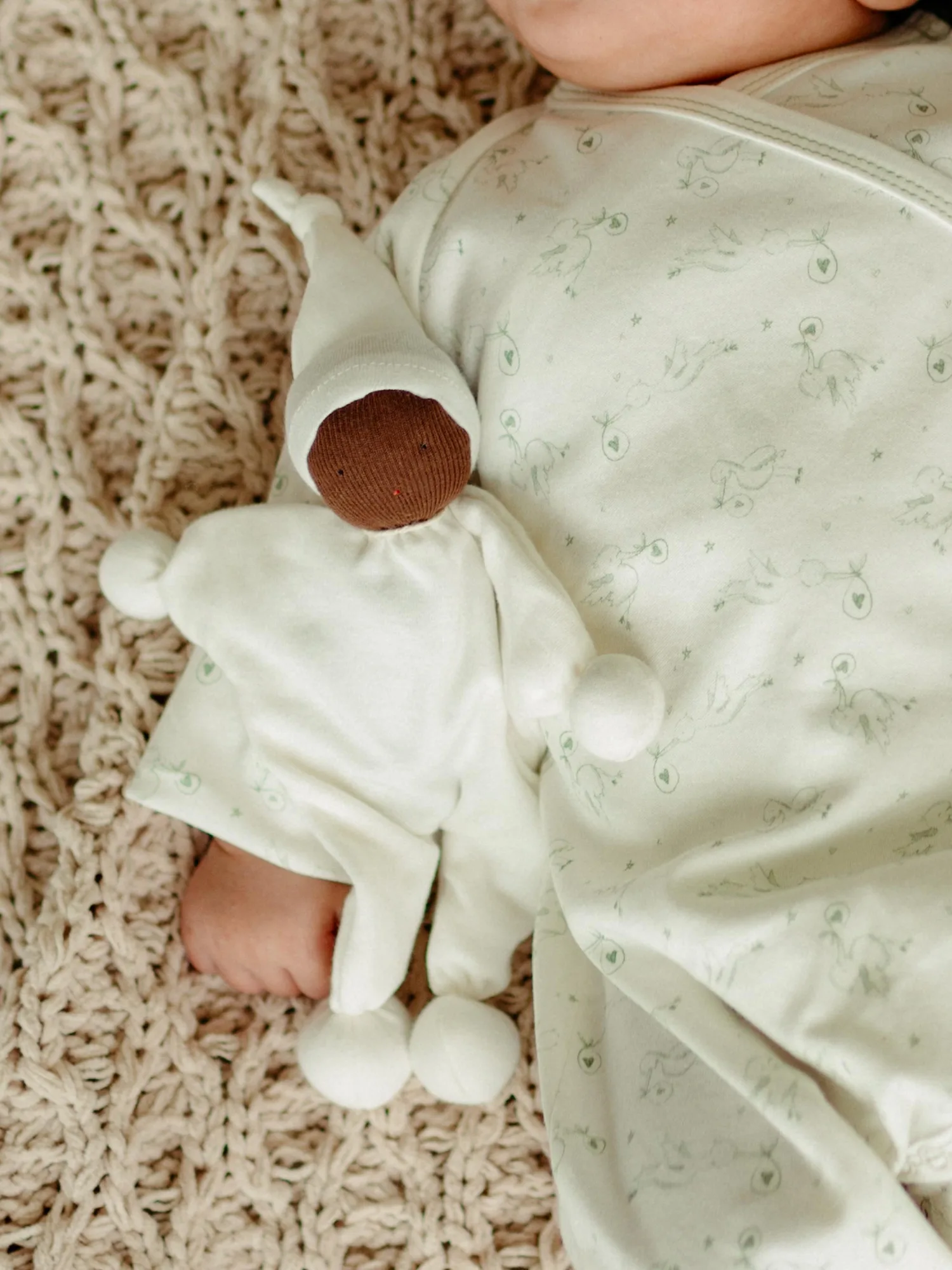Baby Buddy Lovey - Brown Skin Organic White