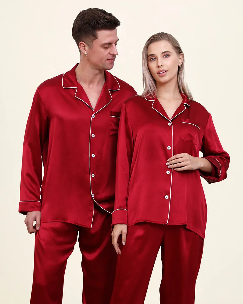 Klassieke lange zijden pyjama's voor koppels