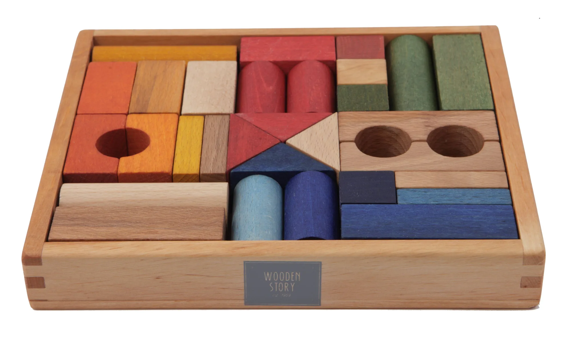 Rainbow blocks in tray - 30 pcs