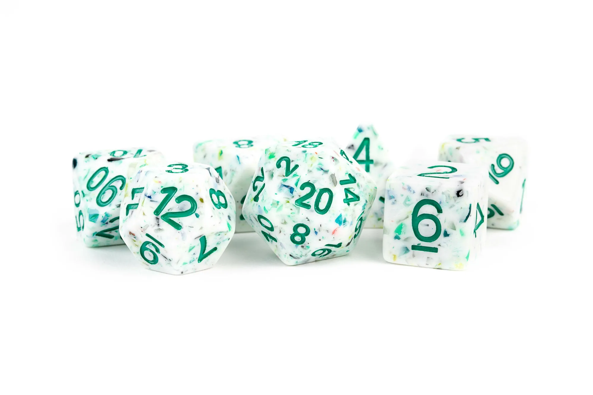 Recycled Rainbow 16mm Resin Poly Dice Set