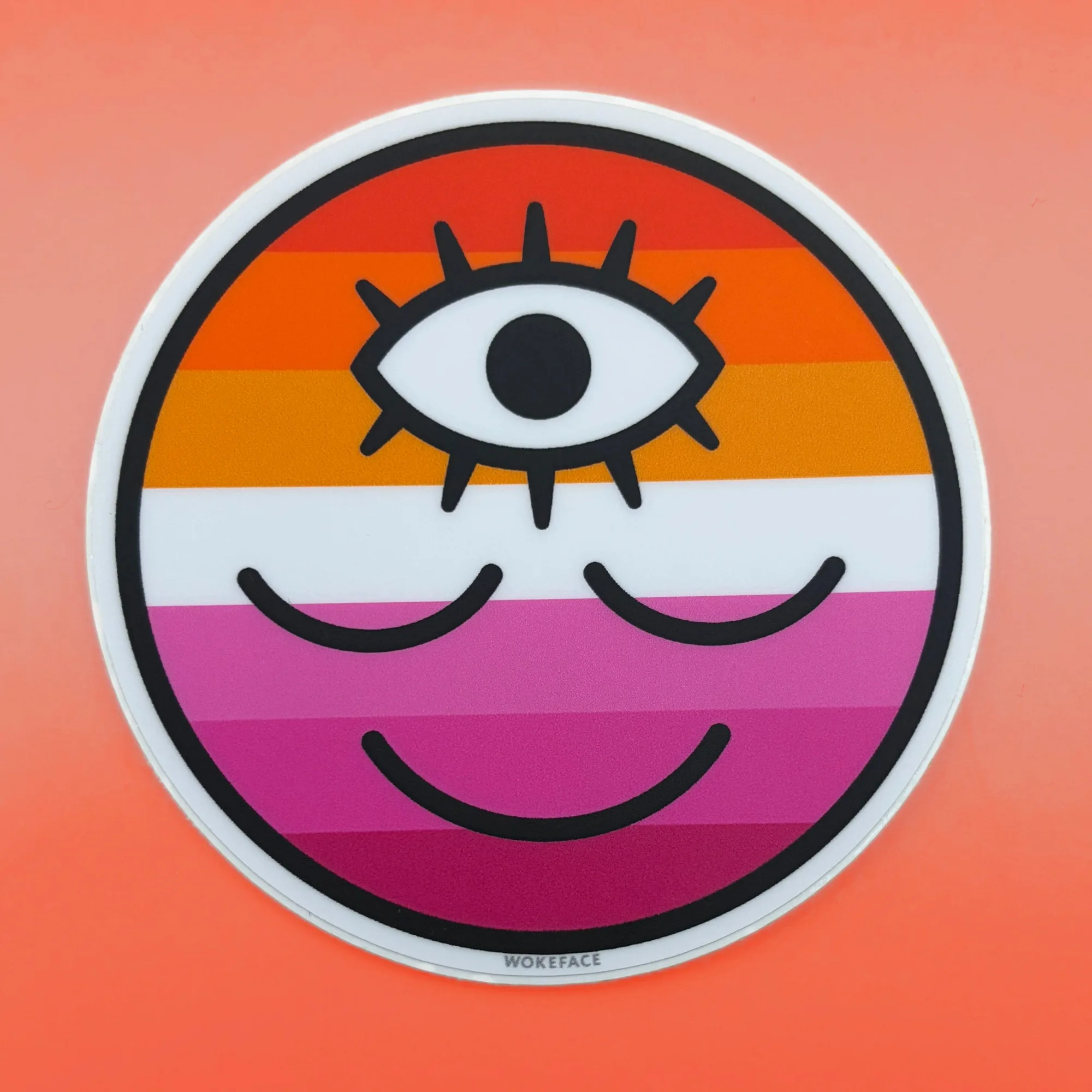 Lesbian Flag Wokeface Sticker