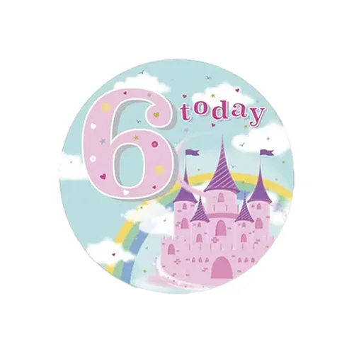 Age 6 Princess Castle Small Badge 5.5cm