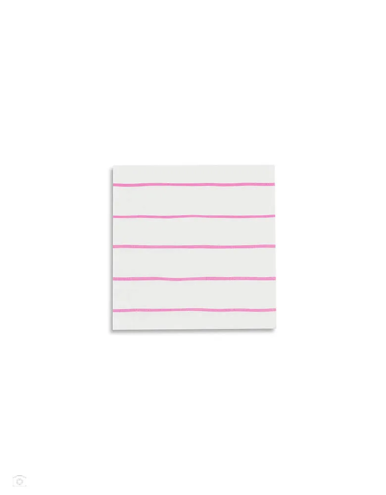 Cerise Striped Small Napkins (Set of 16)