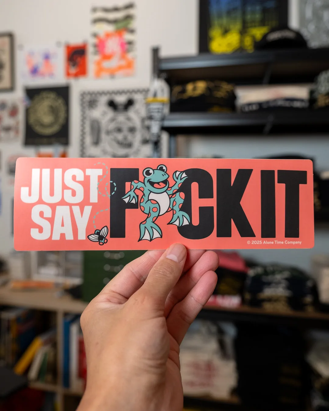 Dis juste F*ck It Frog - Autocollant de pare-chocs vinyle - 9" x 2.75"
