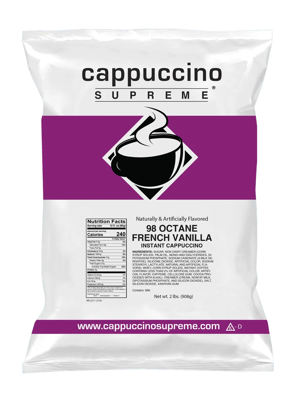98 Octane French Vanilla Instant Cappuccino Mix 2 Lb. Bag