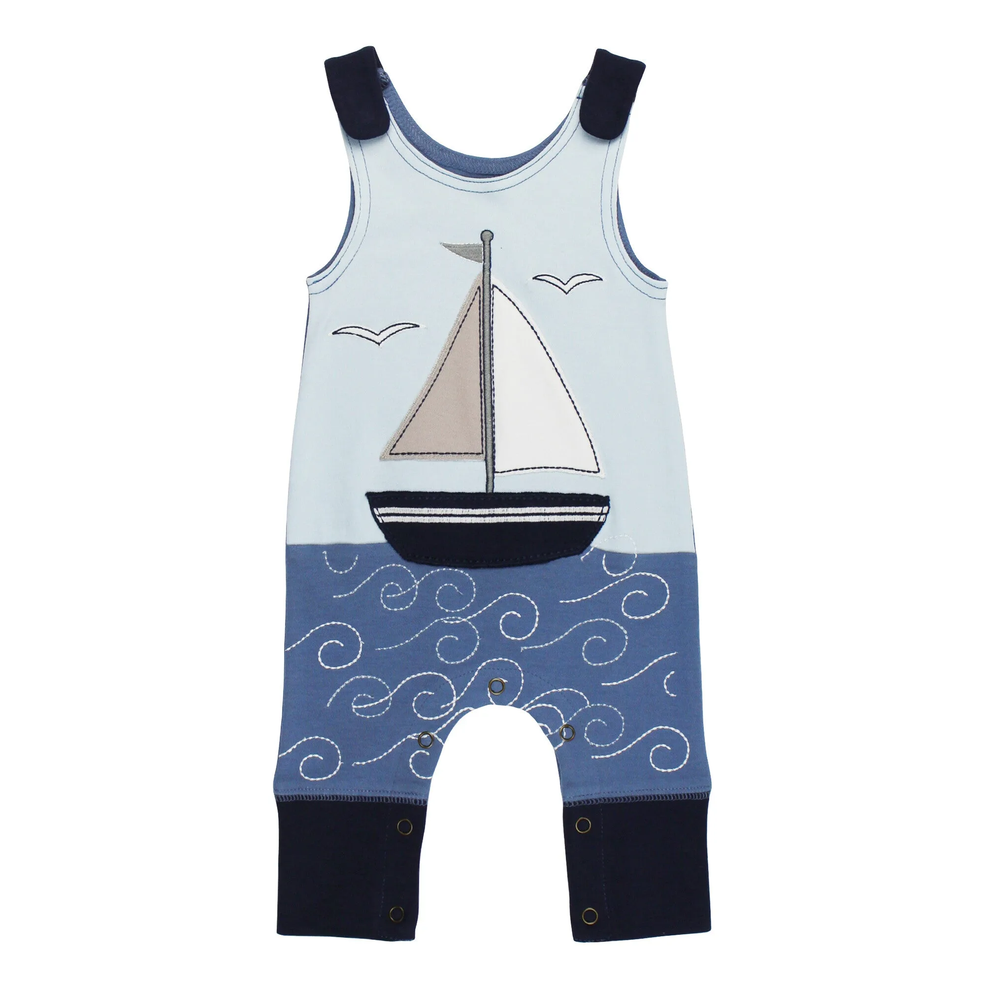 Sailboat | Organic Applique Harem Romper