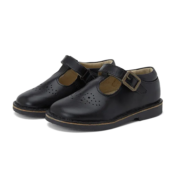 Zapato infantil Penny con barra T vegano – Cuero sintético negro