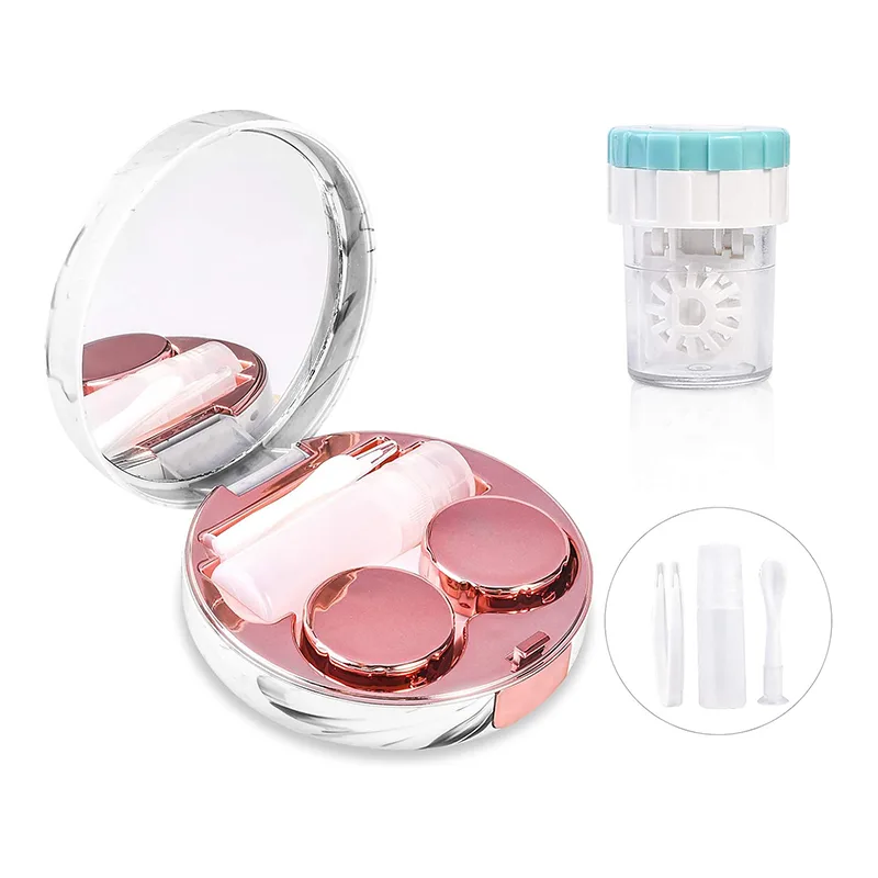 Marble Mirror Color Contact Lens Case with Cleaner Washer Kit