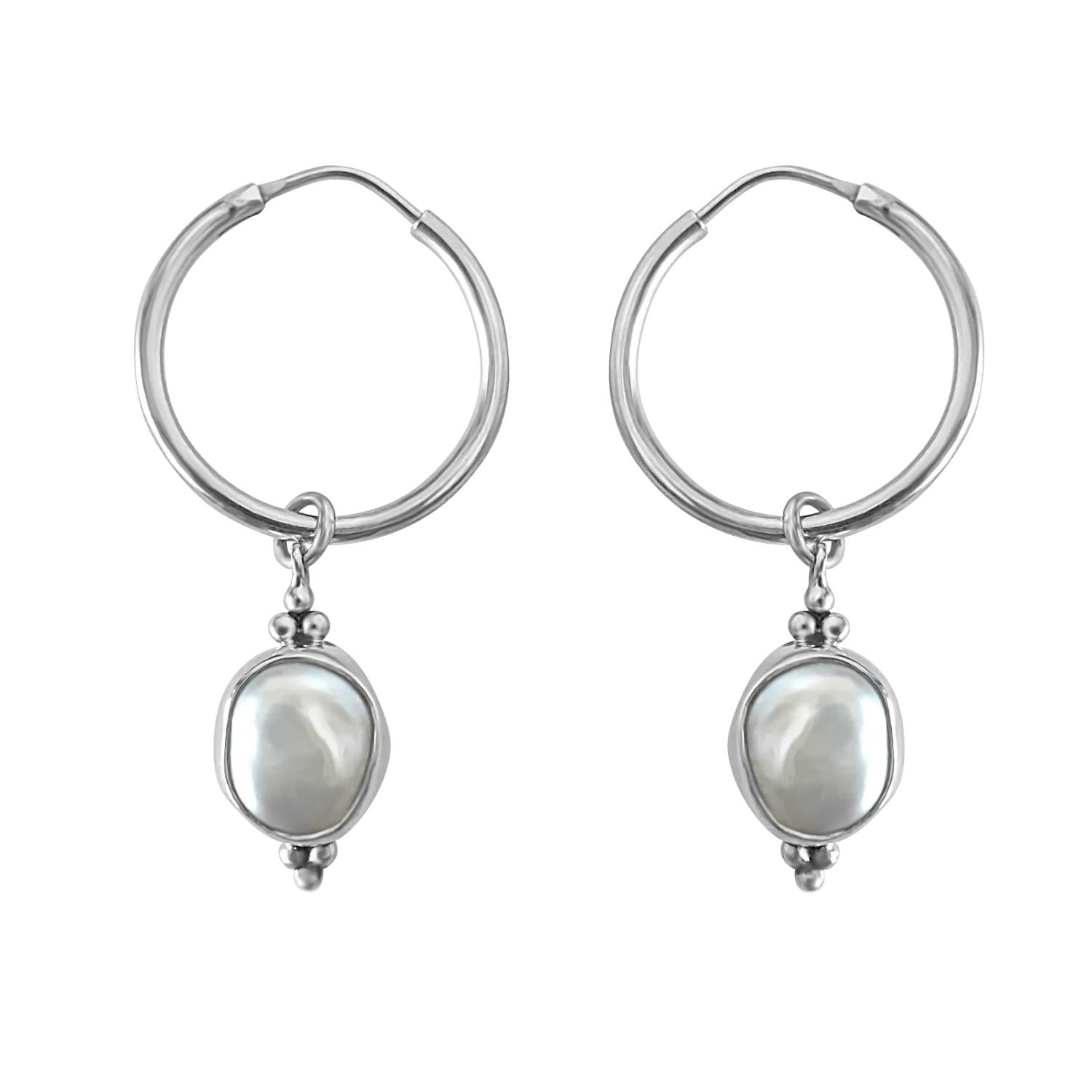 Silver Nebula Pearl Earrings