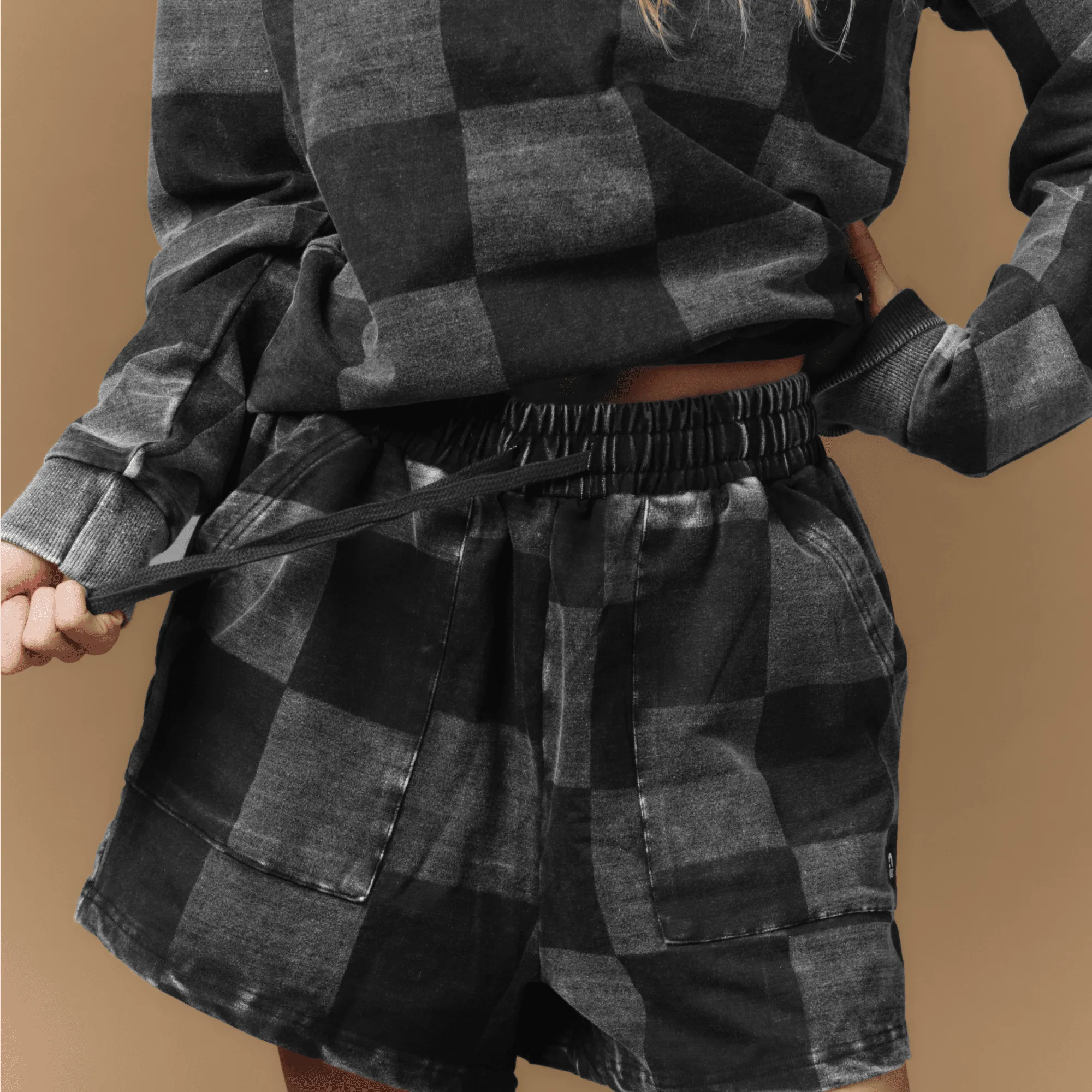 Black Denim Check vs Blue Stripe Adult Shorts