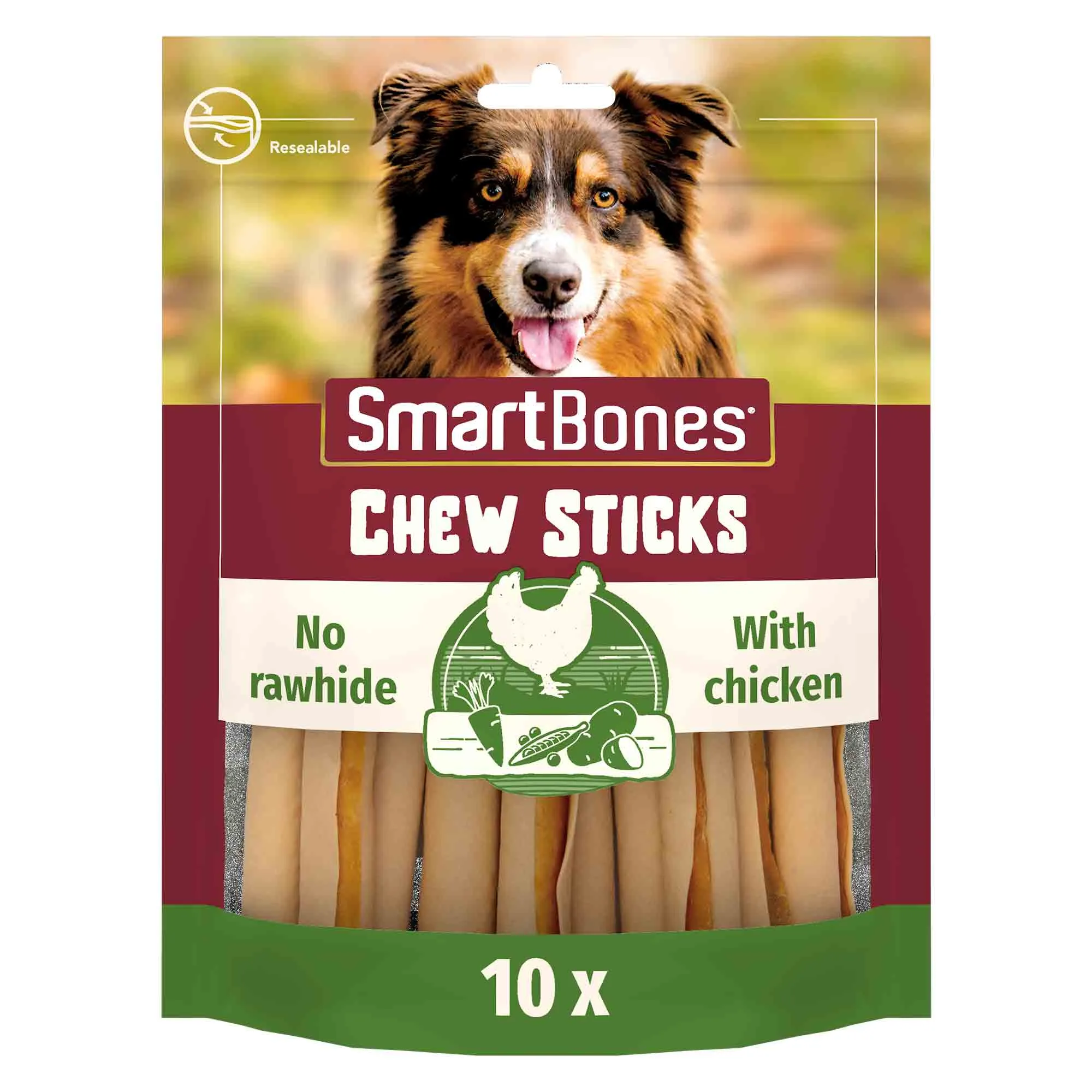 SmartBones SmartSticks Adult Dog Treats - Chicken - 10 Sticks