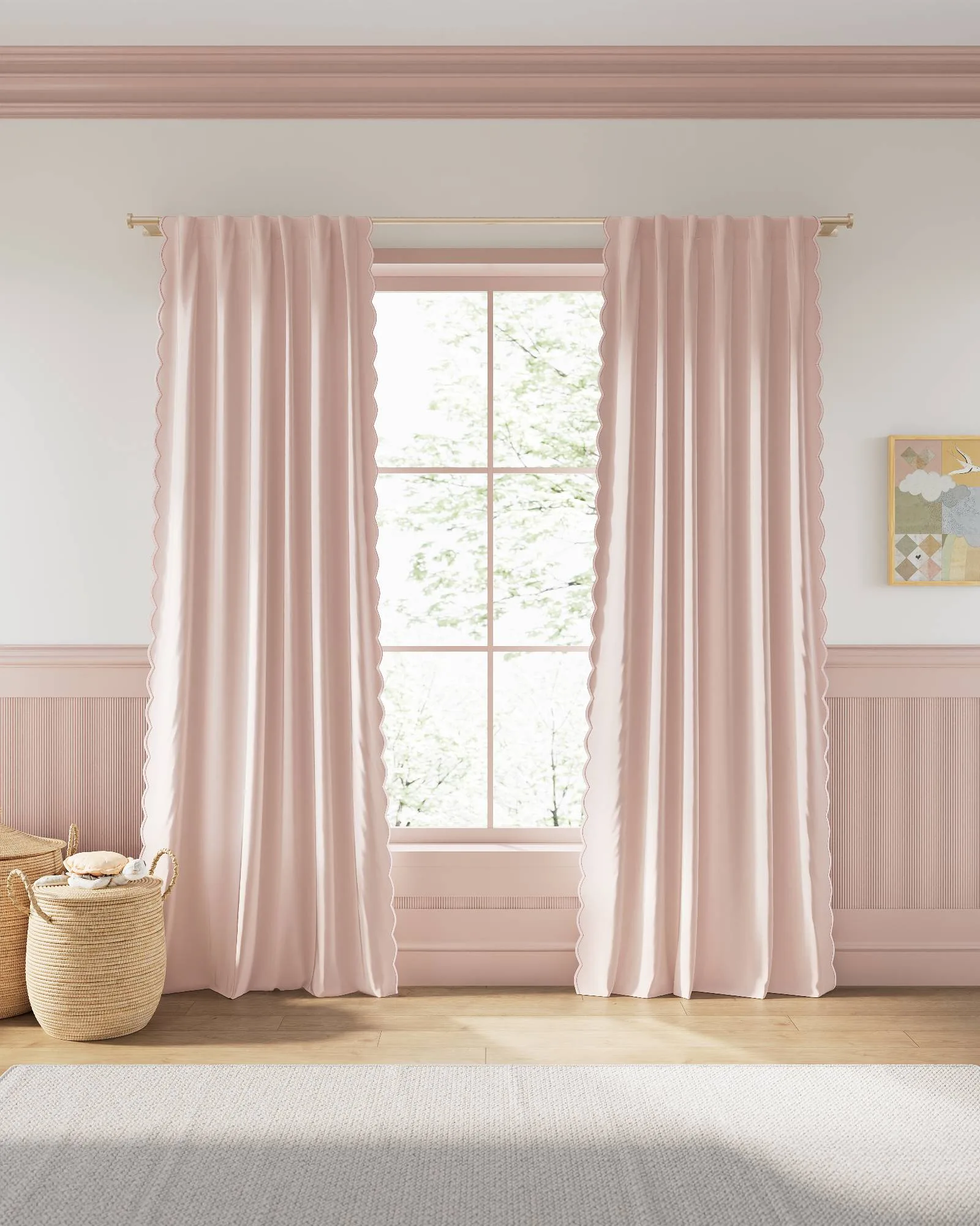 Scallop Embroidered Edge Blackout Curtain