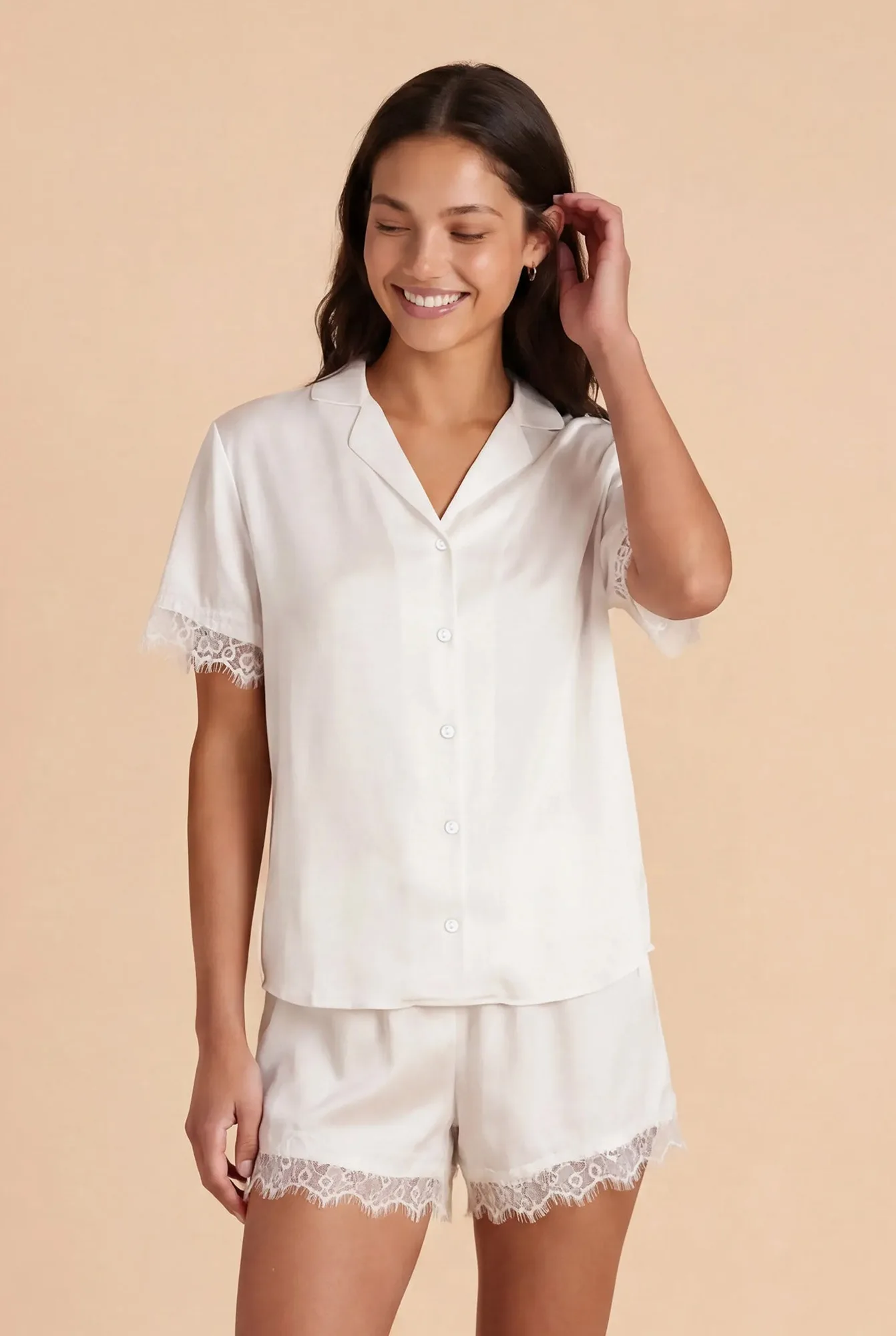 June Matte Satin Pajama Set - Ivory