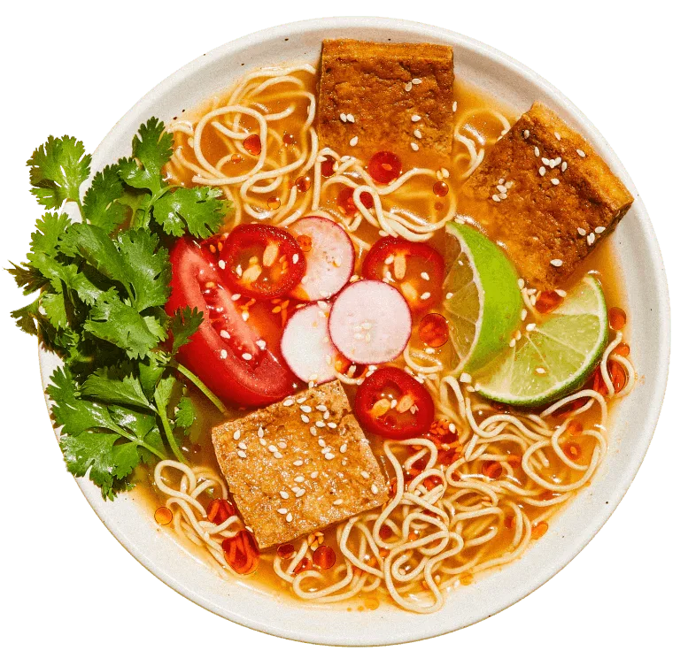 Tom Yum 'Shrimp' vs. Creamy 'Chicken' Ramen: A Plant-Based Broth Showdown
