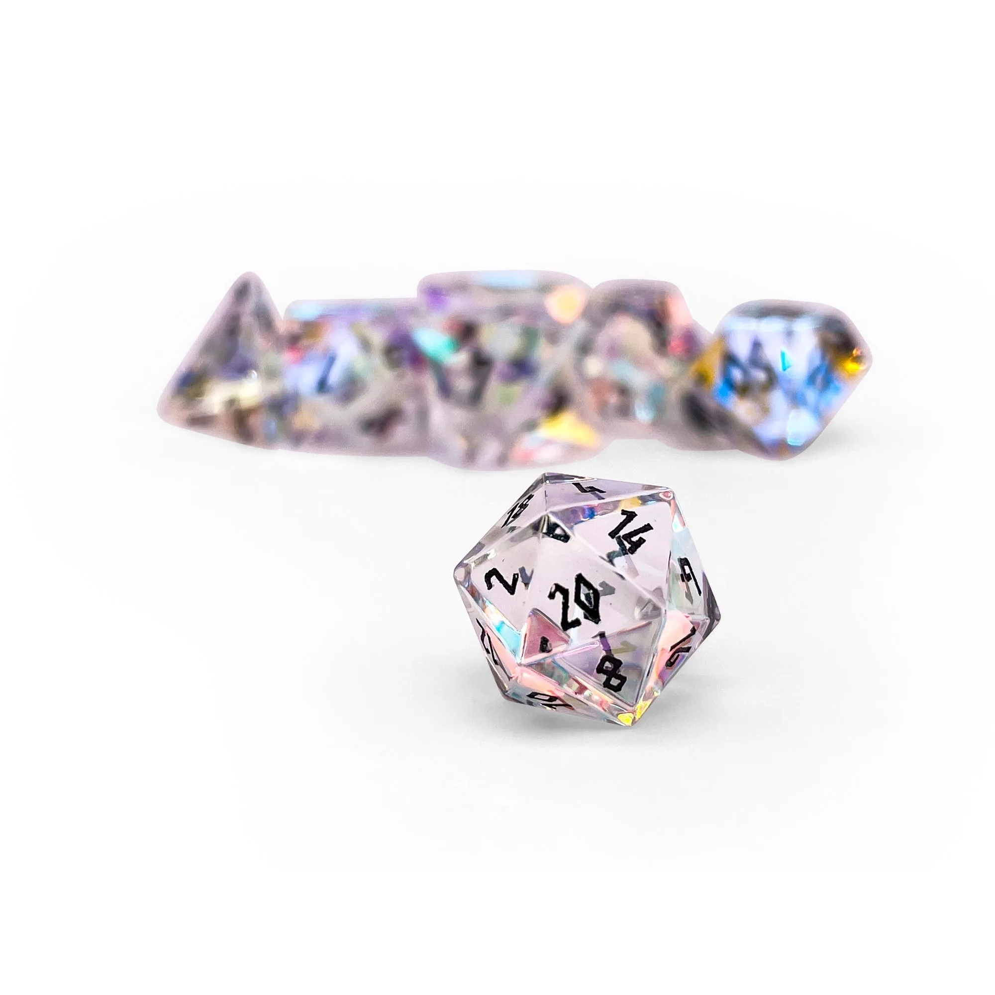 K9 Rainbow Glass - Pebble RPG Set Glass Dice