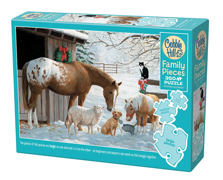 Winter auf dem Bauernhof: 350-teiliges Familienpuzzle