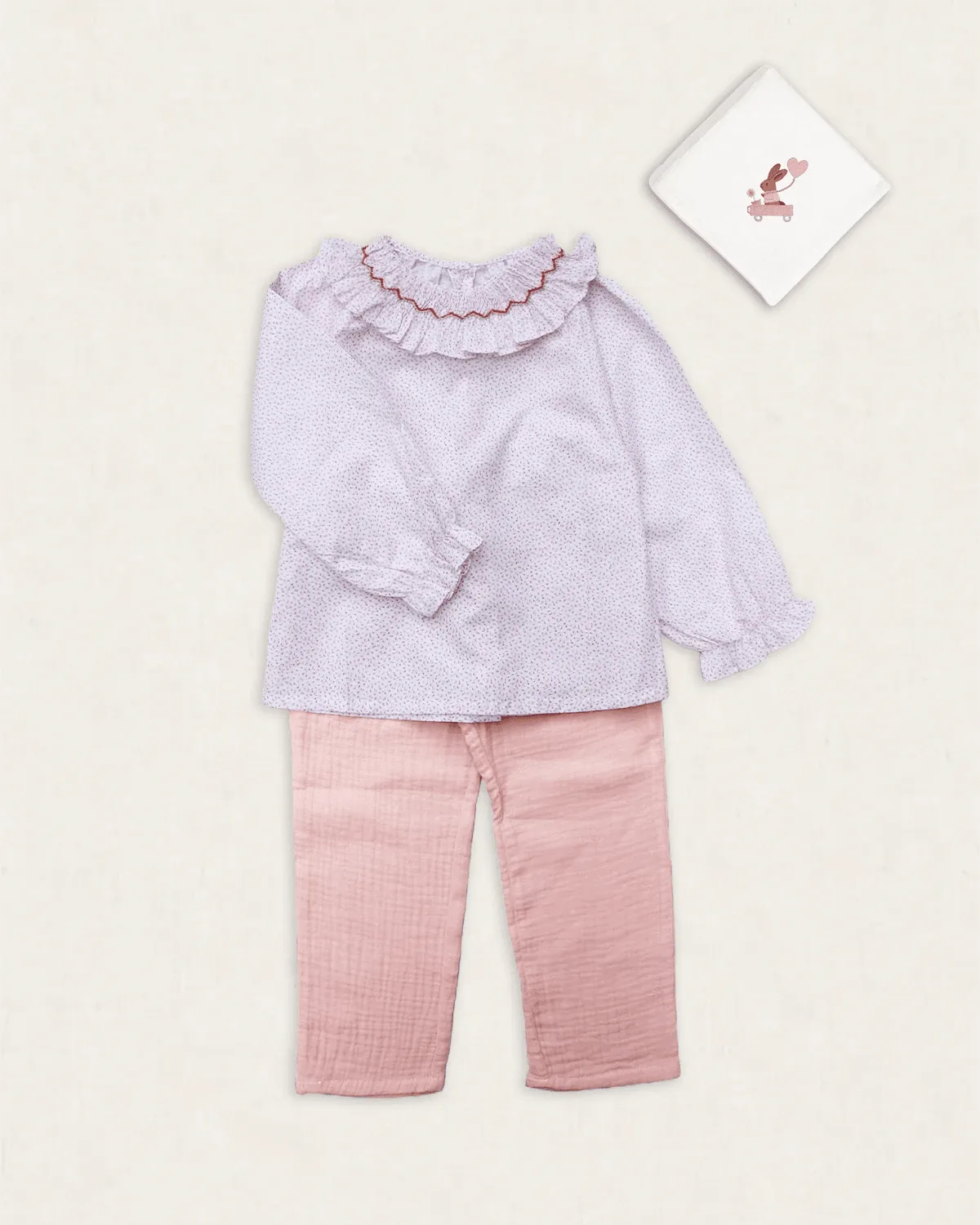 Blouse Pia bébé fleurs rose et vert