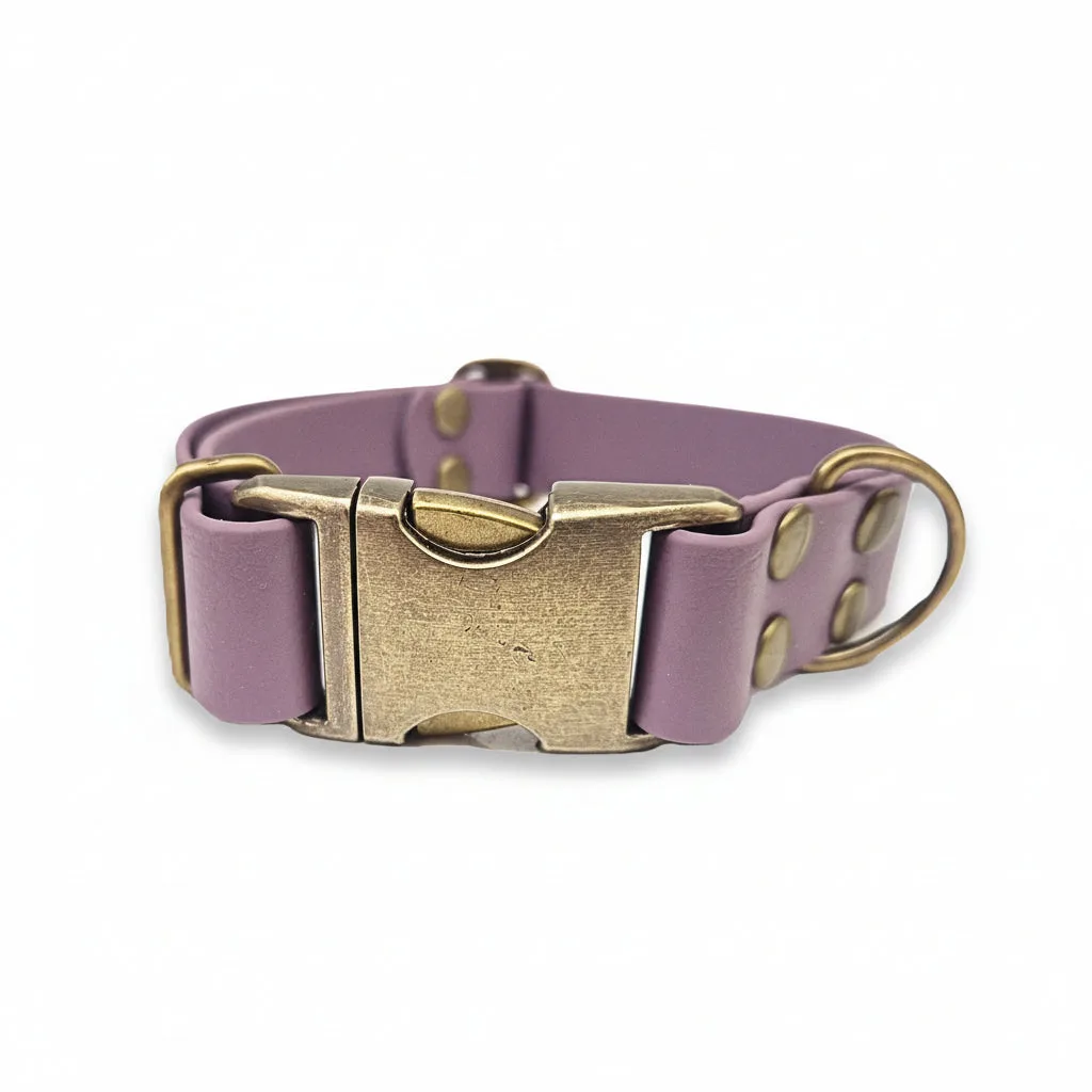 Mauve wasserdichtes Biothane-Hundehalsband mit Metallverschluss