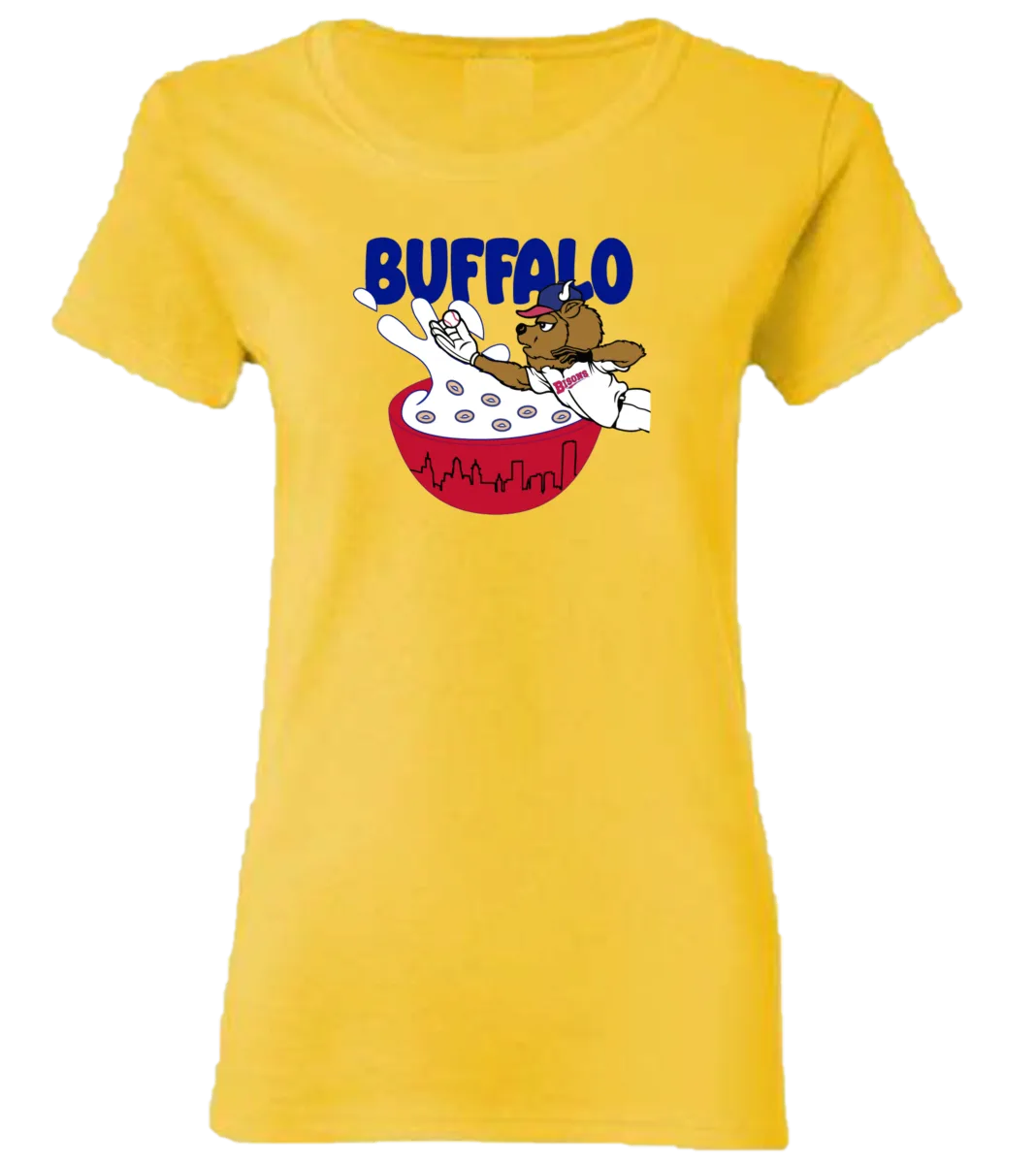 Maglietta Buffalo Bisons Donna Gialla Logo Cereal Bowl: Vestibilità e Cura