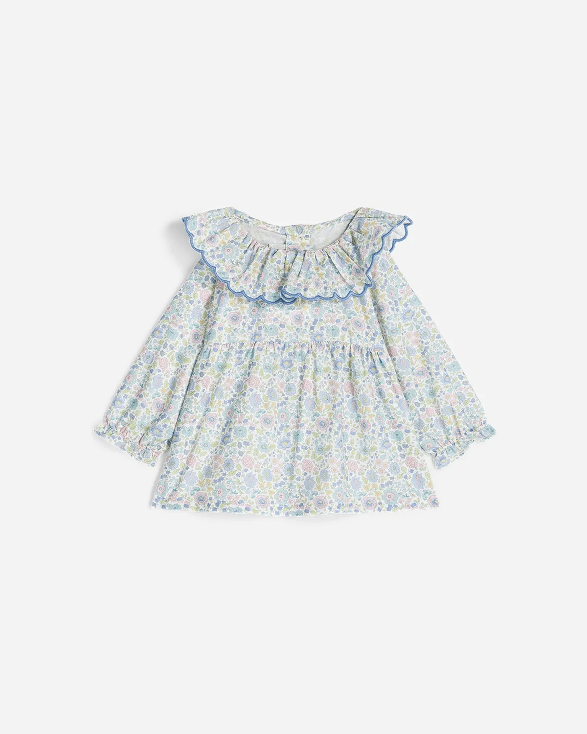Blouse bébé Marguerite turquoise fleurie