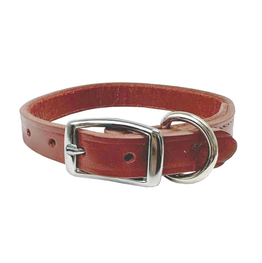 Latigo Brown/Red Leather Dog Collar Medium 3/4″