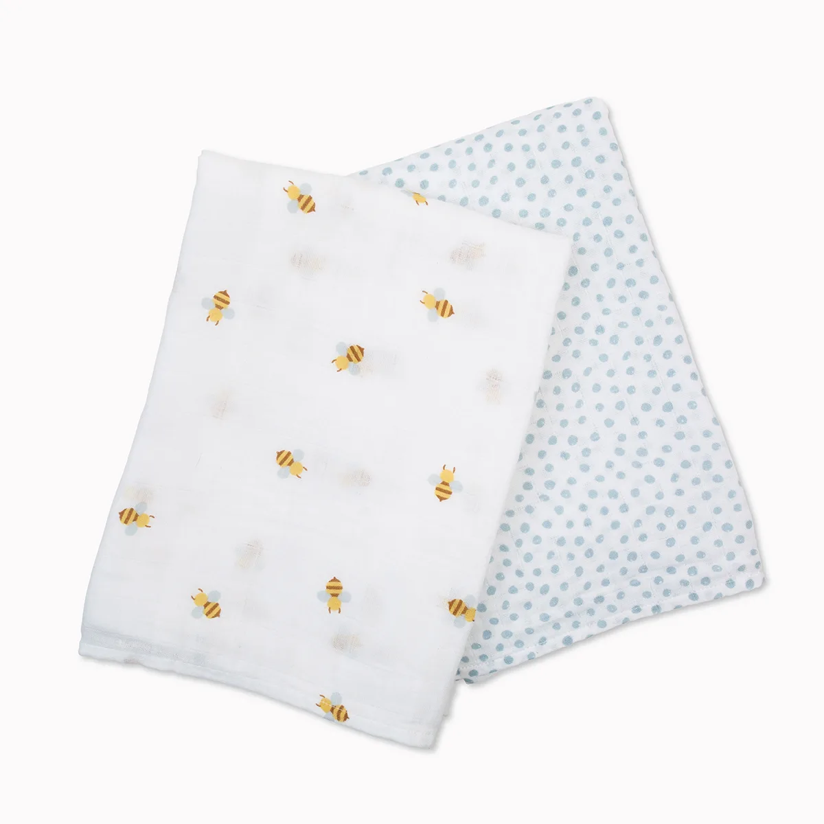 Lulujo Cotton Swaddles – Bees & Dots – 40×40″