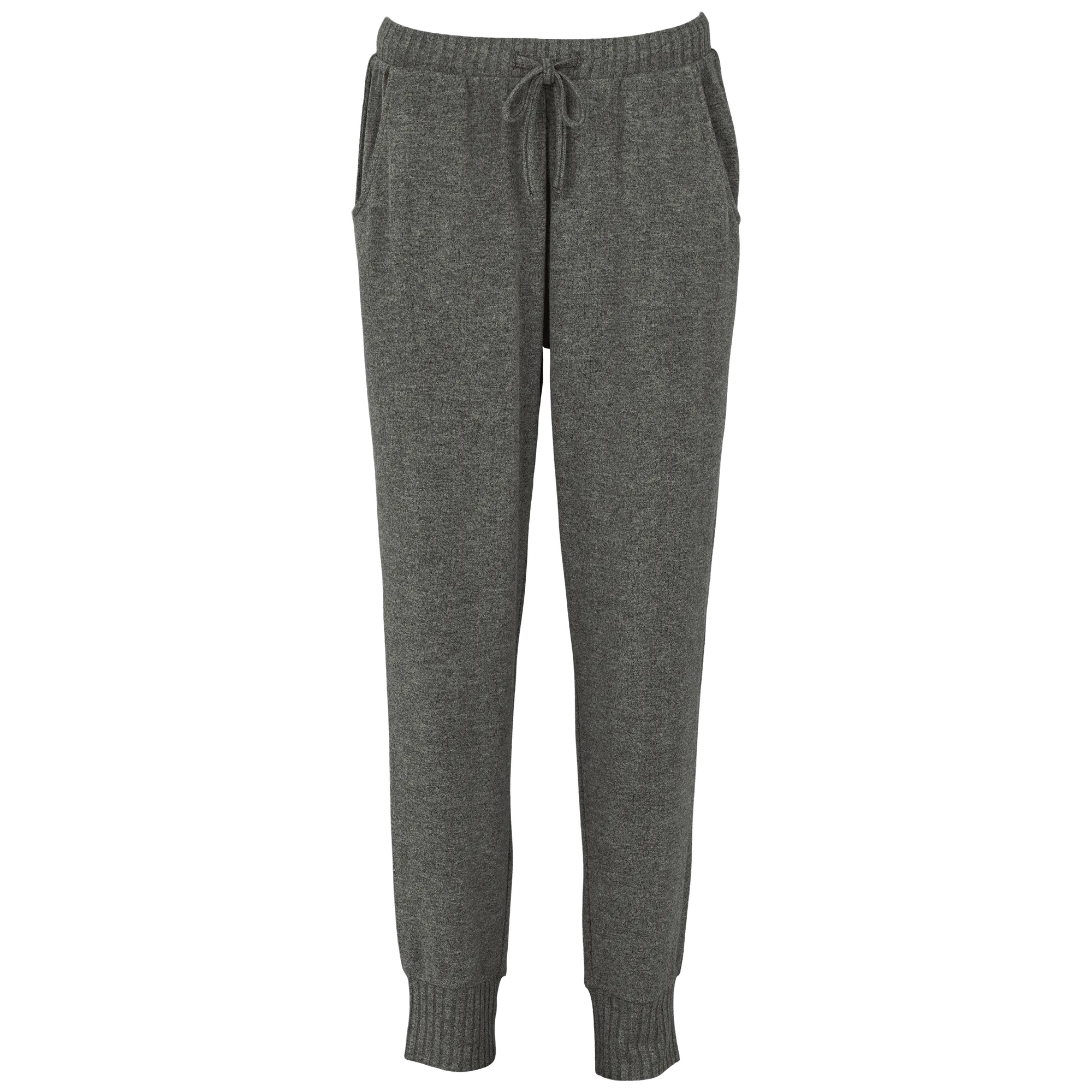 Cozy pants w rib - Dark grey melange