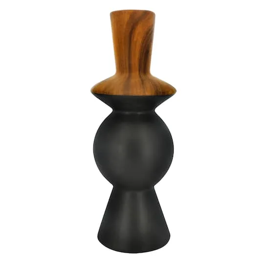 Jonathan Adler x Michaels 9.25" 브라운 & 블랙 우드 그레인 세라믹 테이퍼 캔들 홀더