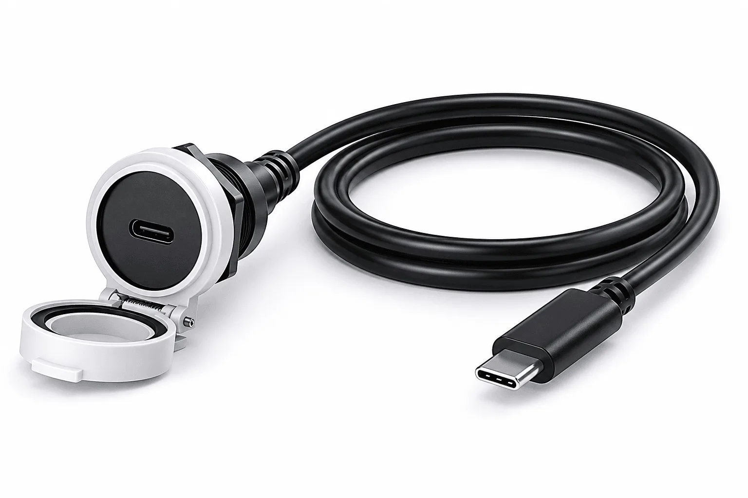 IP65 Waterproof USB-C Panel Mount Extension Cable 1m 20V 5A Fast Charge