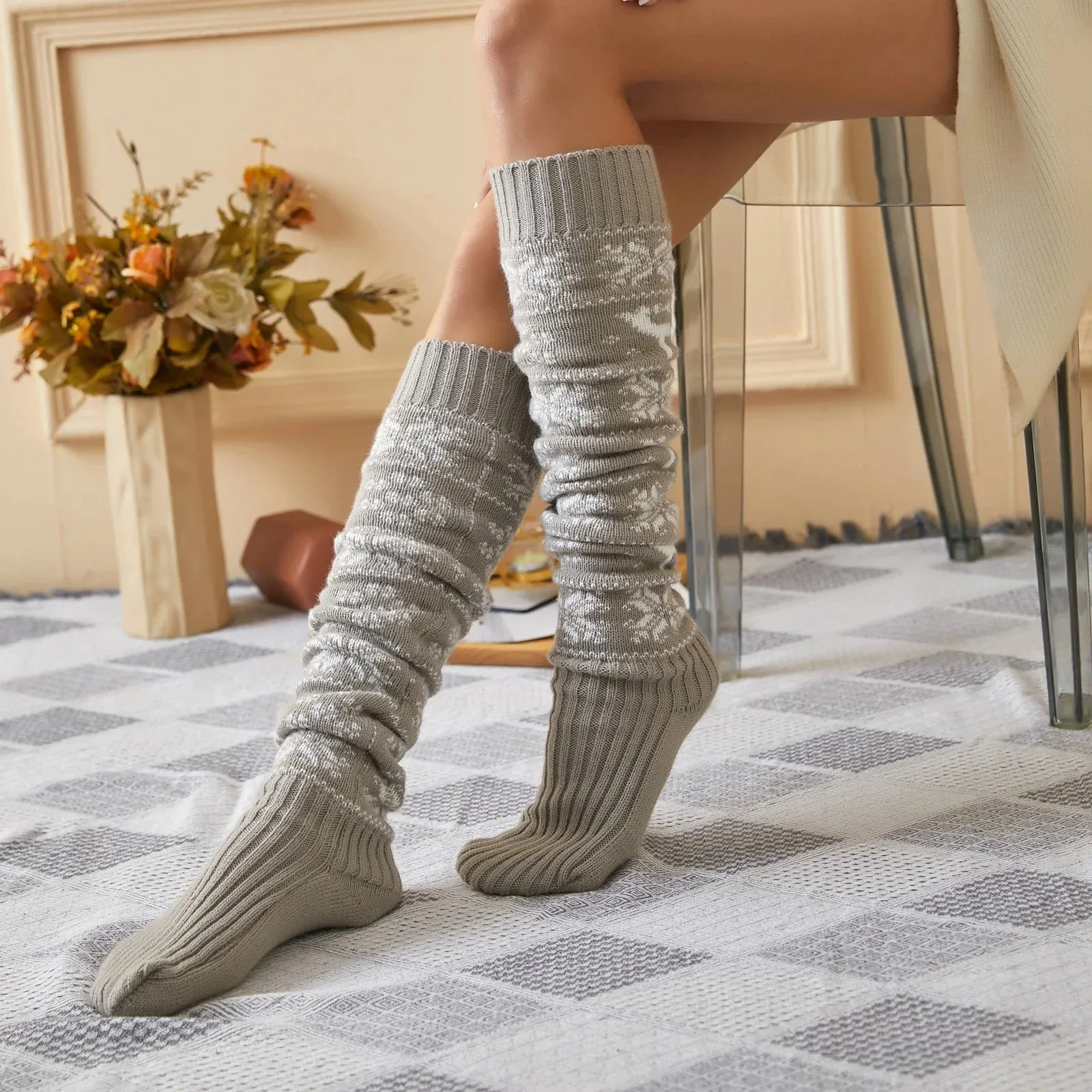 Christmas Cotton Polyester Over-the-Knee Socks