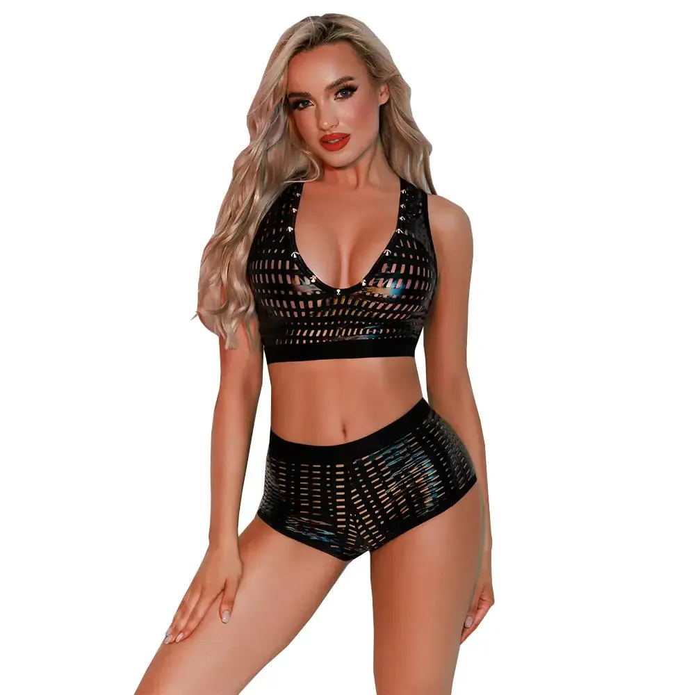 Bra Set - 2 Pcs Hollow Designed Polyester Sexy Sleepwear