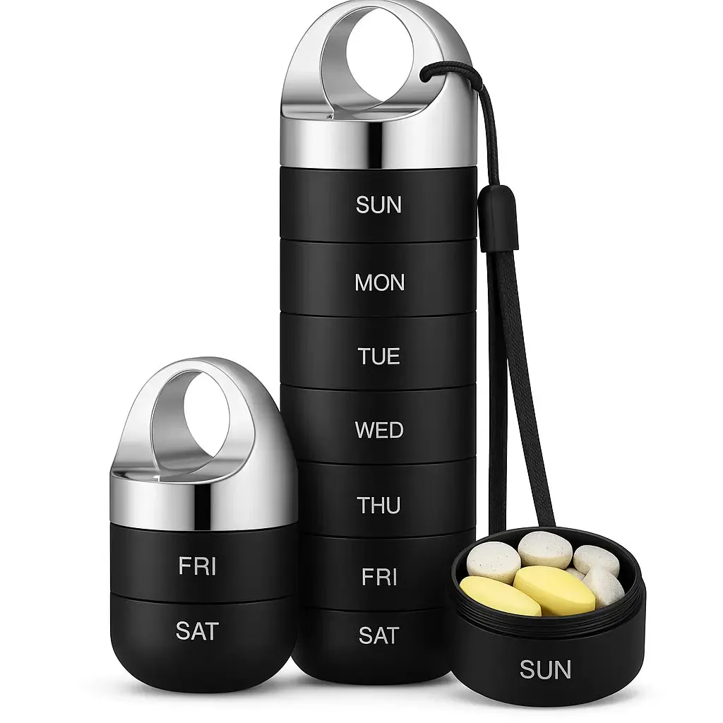 Travel Pill Organizer with 7 Compartments