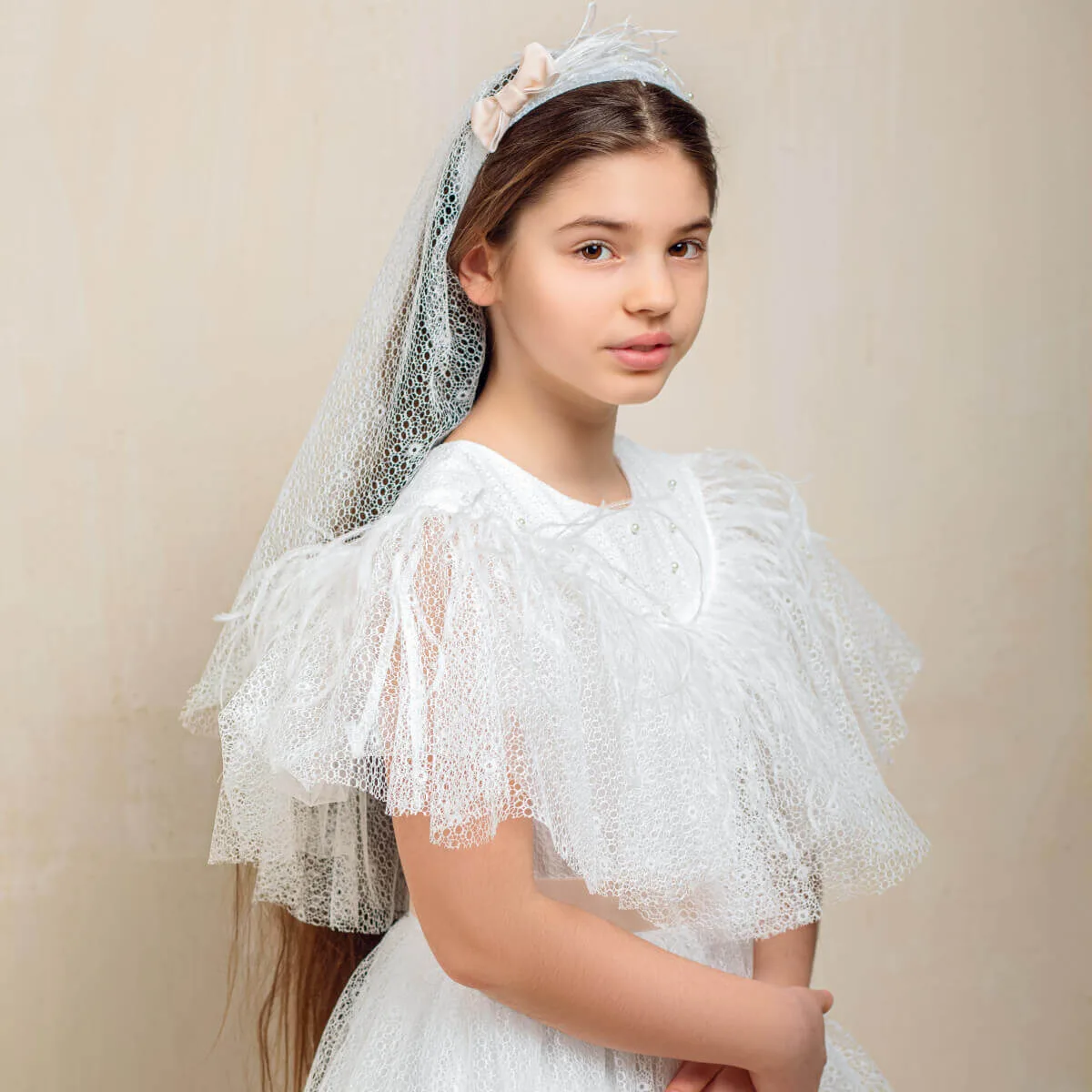PARIS First Communion Veil with Bow