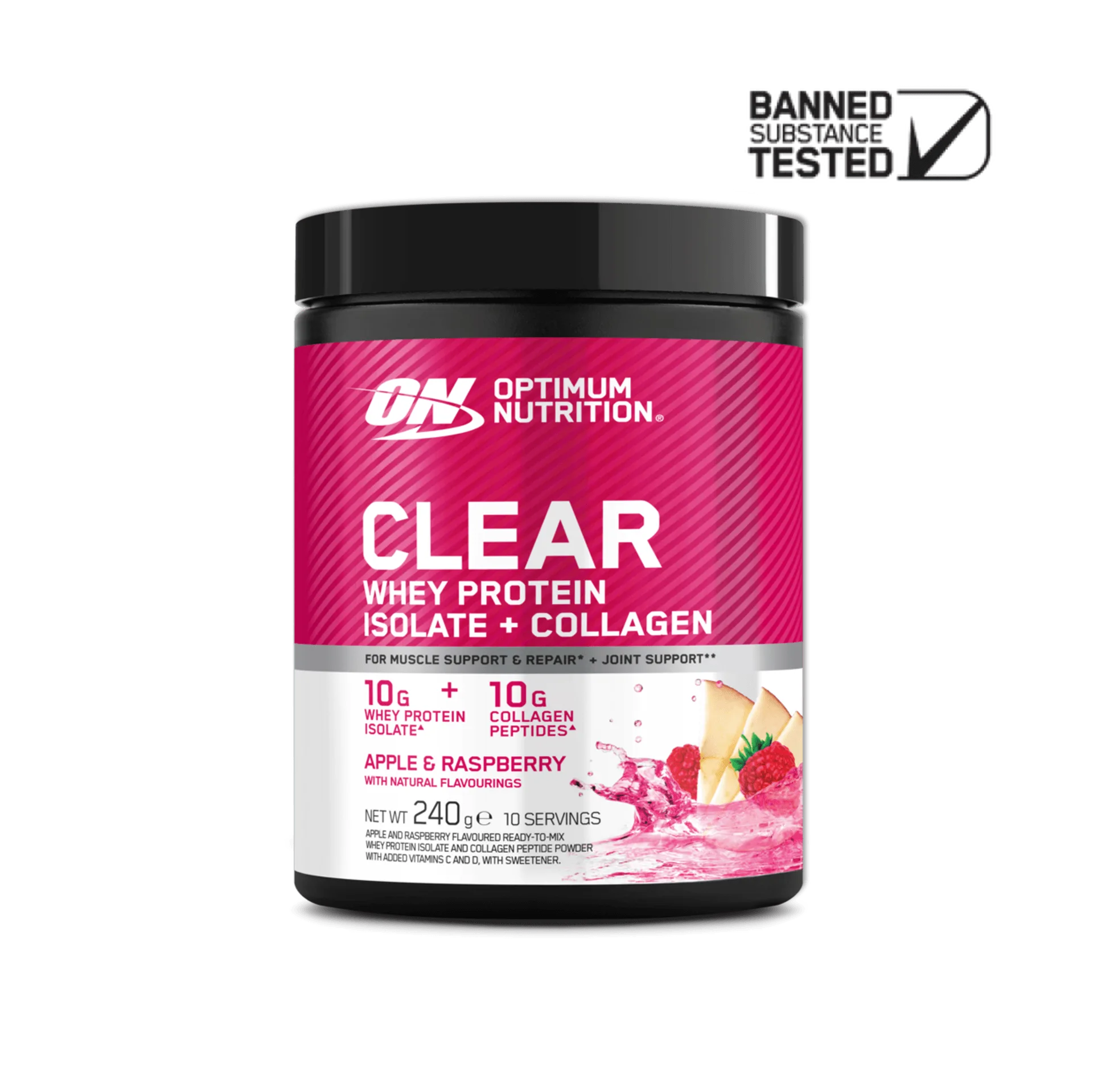 Clear Whey Protein Isolate + Collagen Powder Elite - 240g (10 Servings)