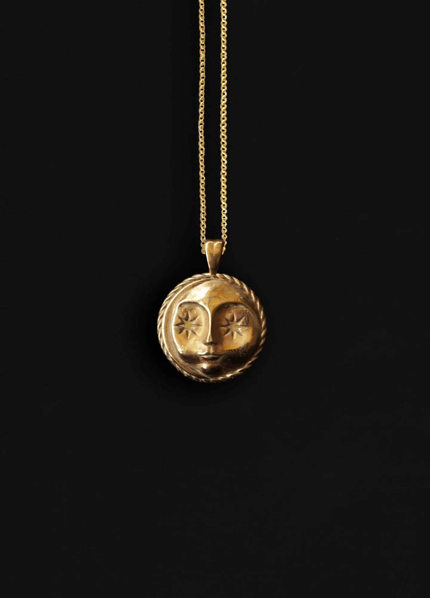 Moon Face 18k Gold Vermeil Necklace