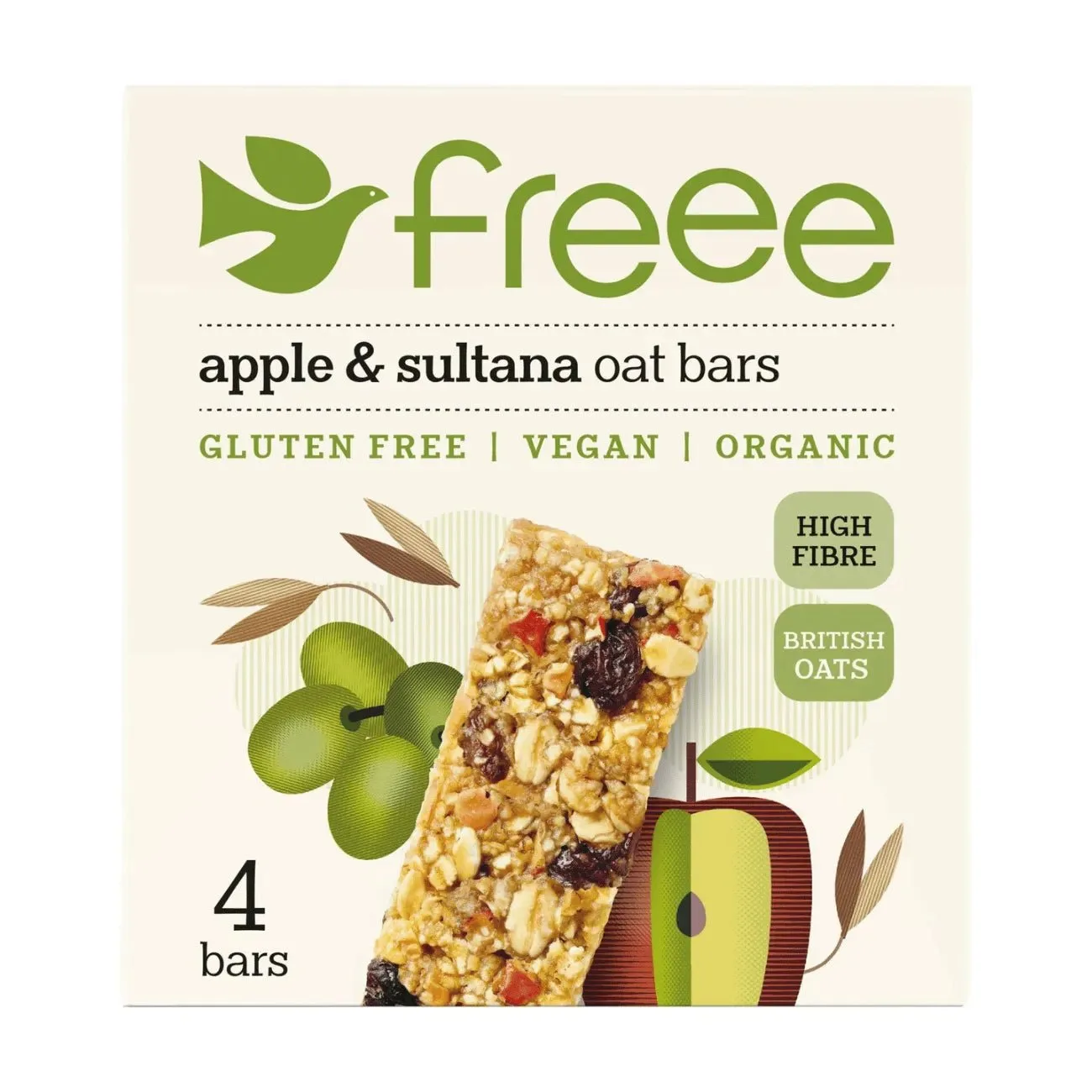 Freee Organic Apple & Sultana Gluten Free Oat Bar 4x35g