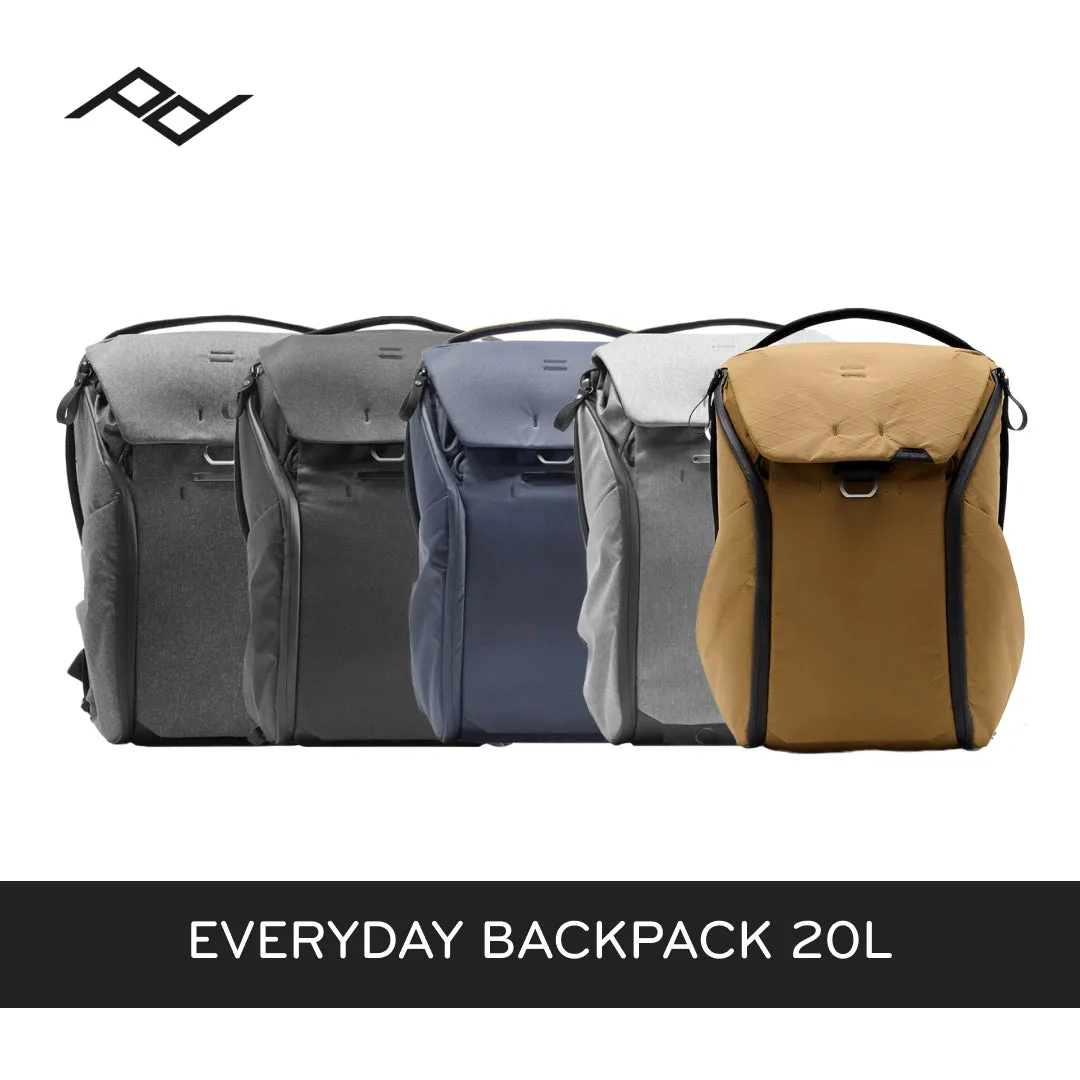 (توصيل في نفس اليوم) حقيبة الظهر اليومية Peak Design 20L V2 (أسود، رمادي فحمي، رمادي رماد، أزرق منتصف الليل، بني كويوتي)