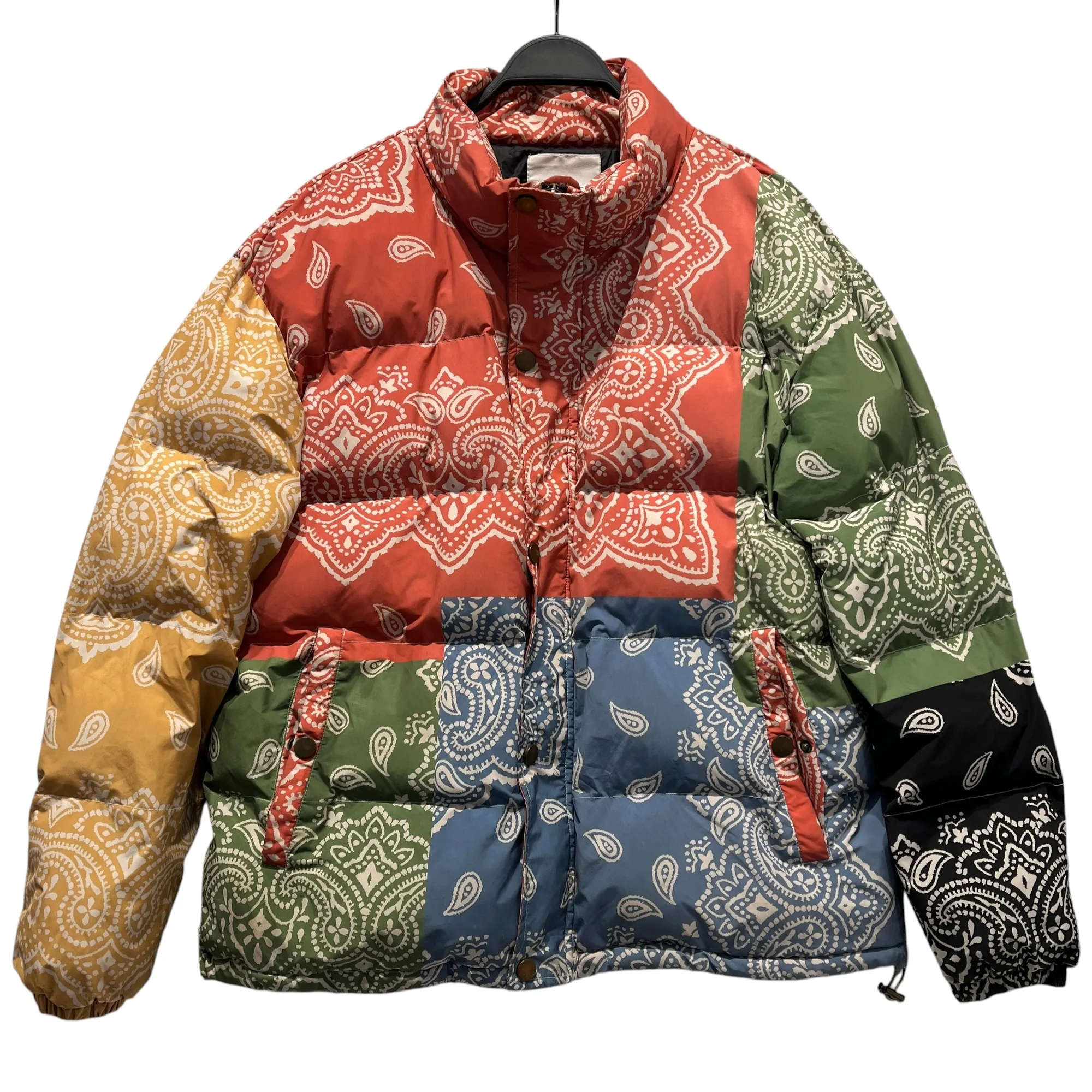 Profound/Puffer Jkt/L/Polyester/MLT/Paisley/color block paisley puffer