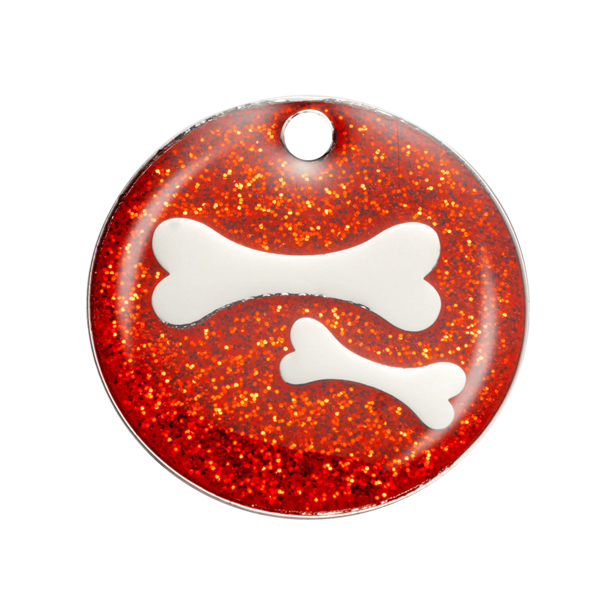 Red Glitter Bones Pet ID Tag