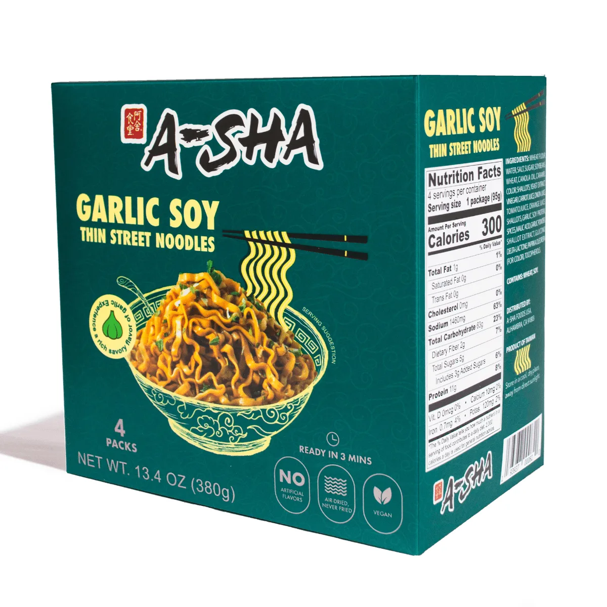 A-Sha Garlic Soy Thin Street Noodle Box