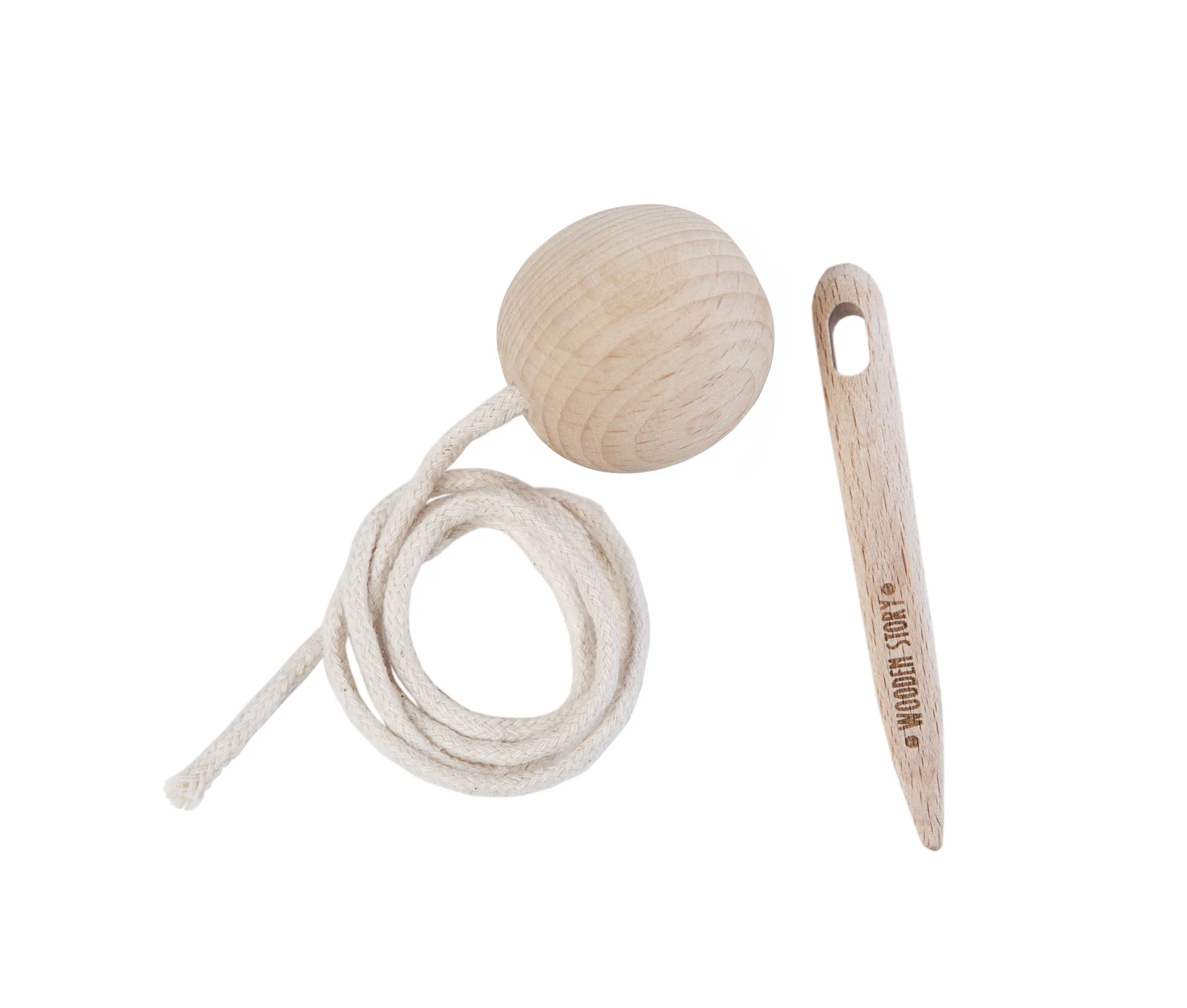 Wooden needle – for threading blocks