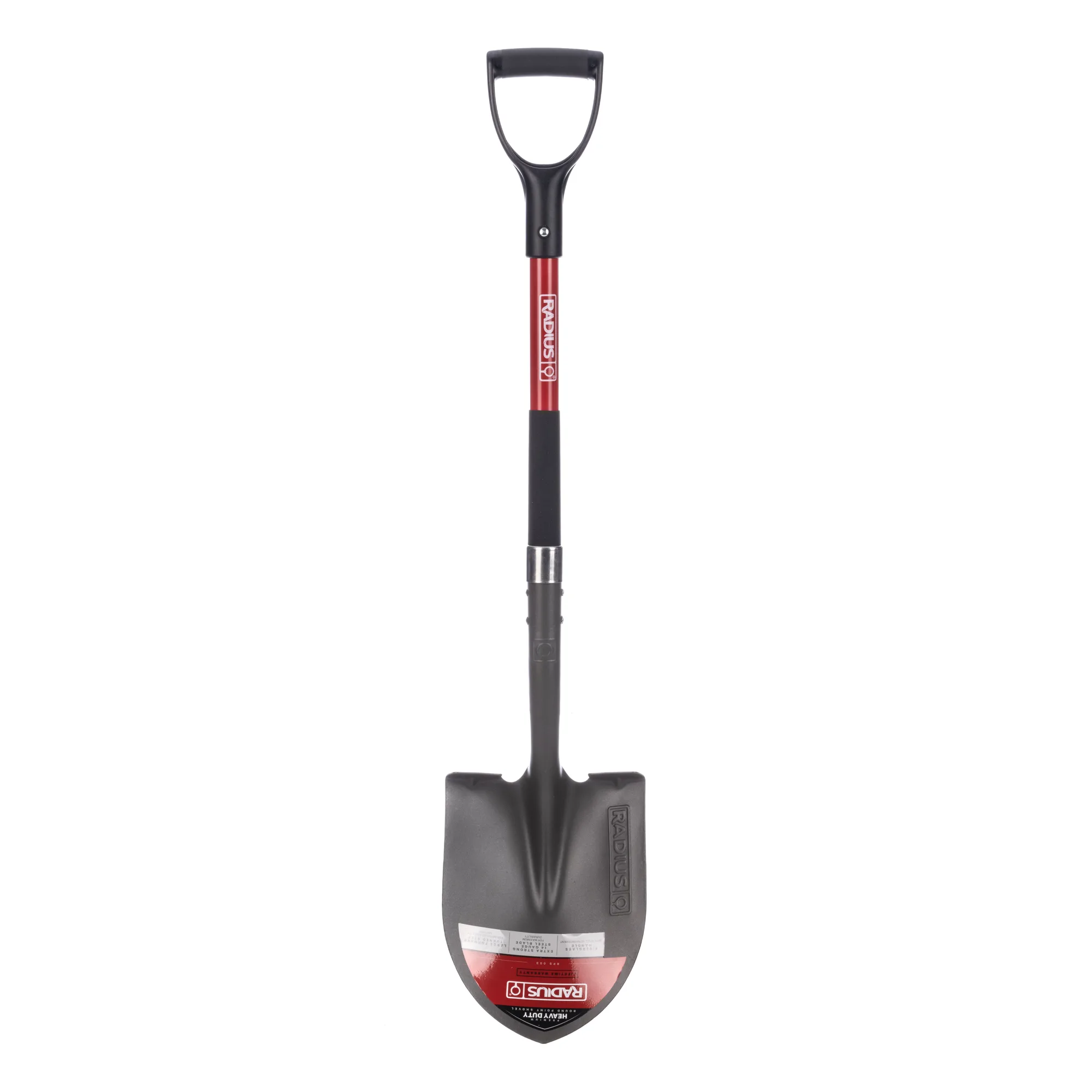Radius Premium D-Handle Round-Point Shovel, Fiberglass Shaft