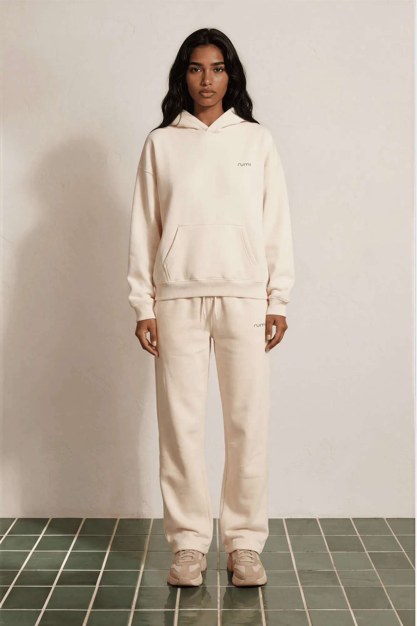 U Moon Dento Sweatshirt Oversize Hoodie + Sweatpants Open Fleece - Natur